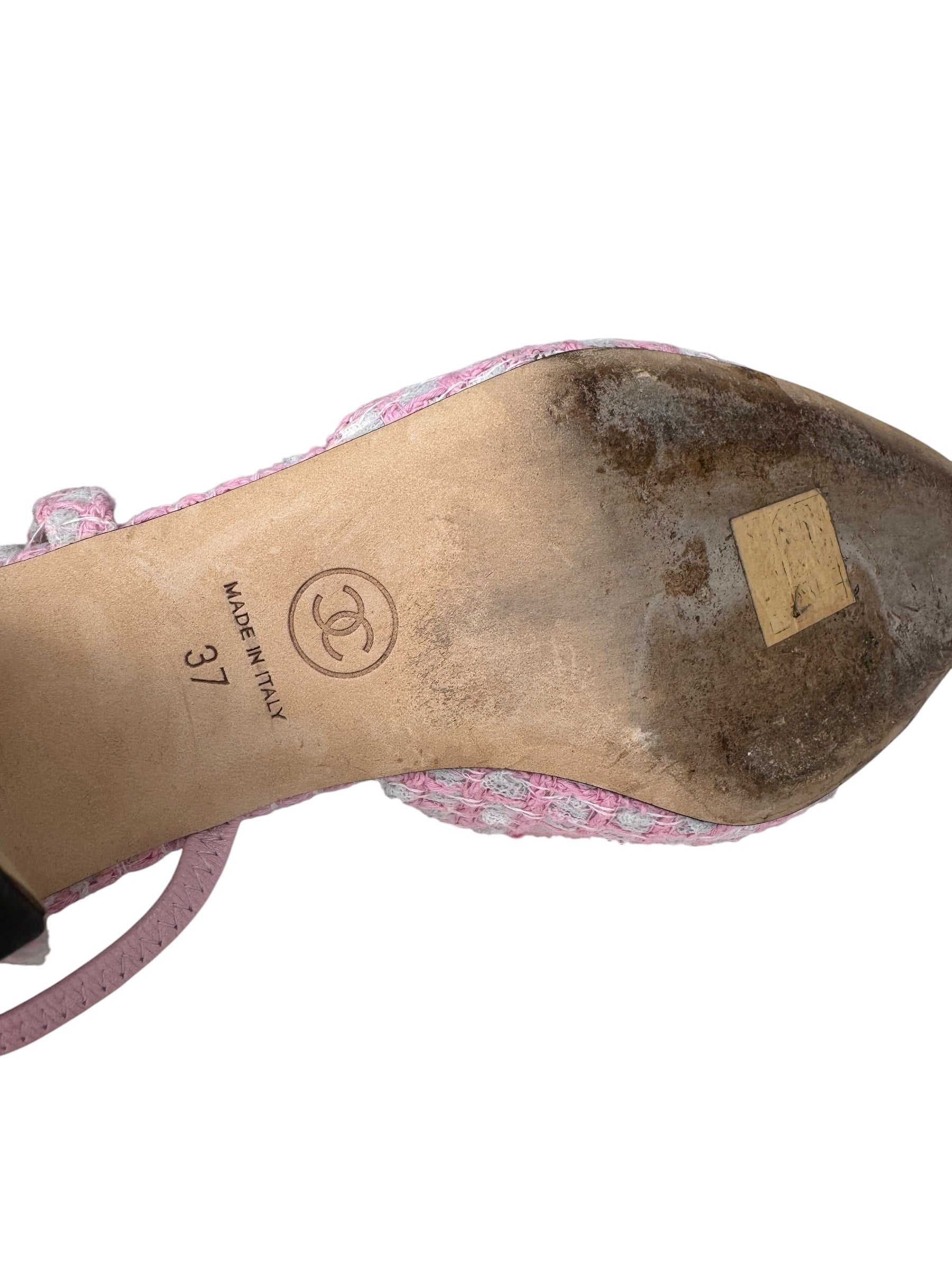 CHANEL TWEED PINK SLINGBACK