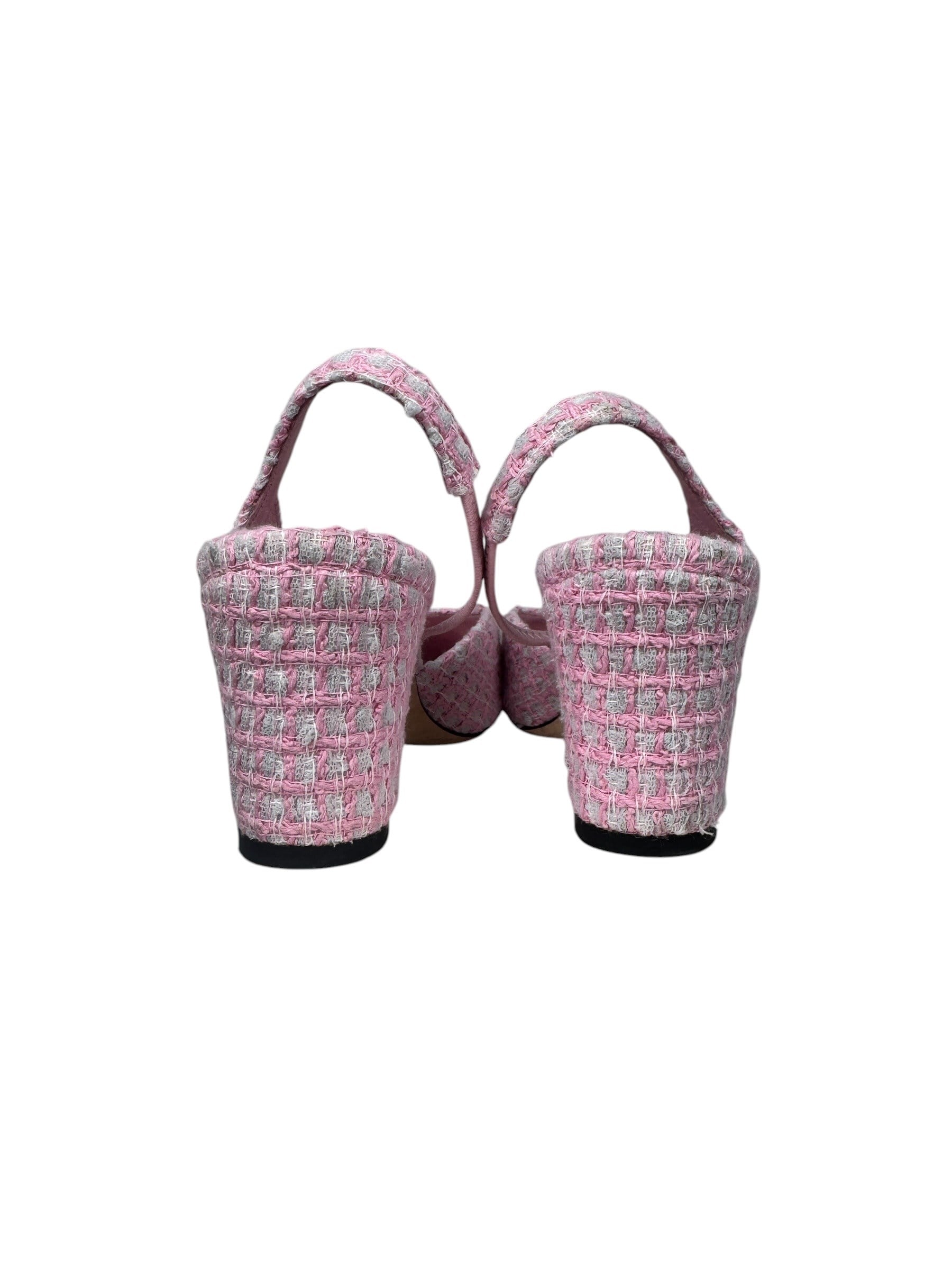 CHANEL TWEED PINK SLINGBACK