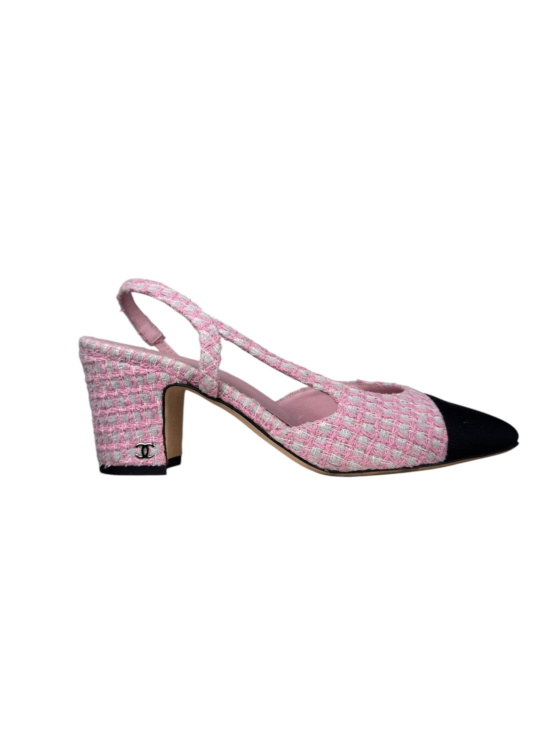 CHANEL TWEED PINK SLINGBACK