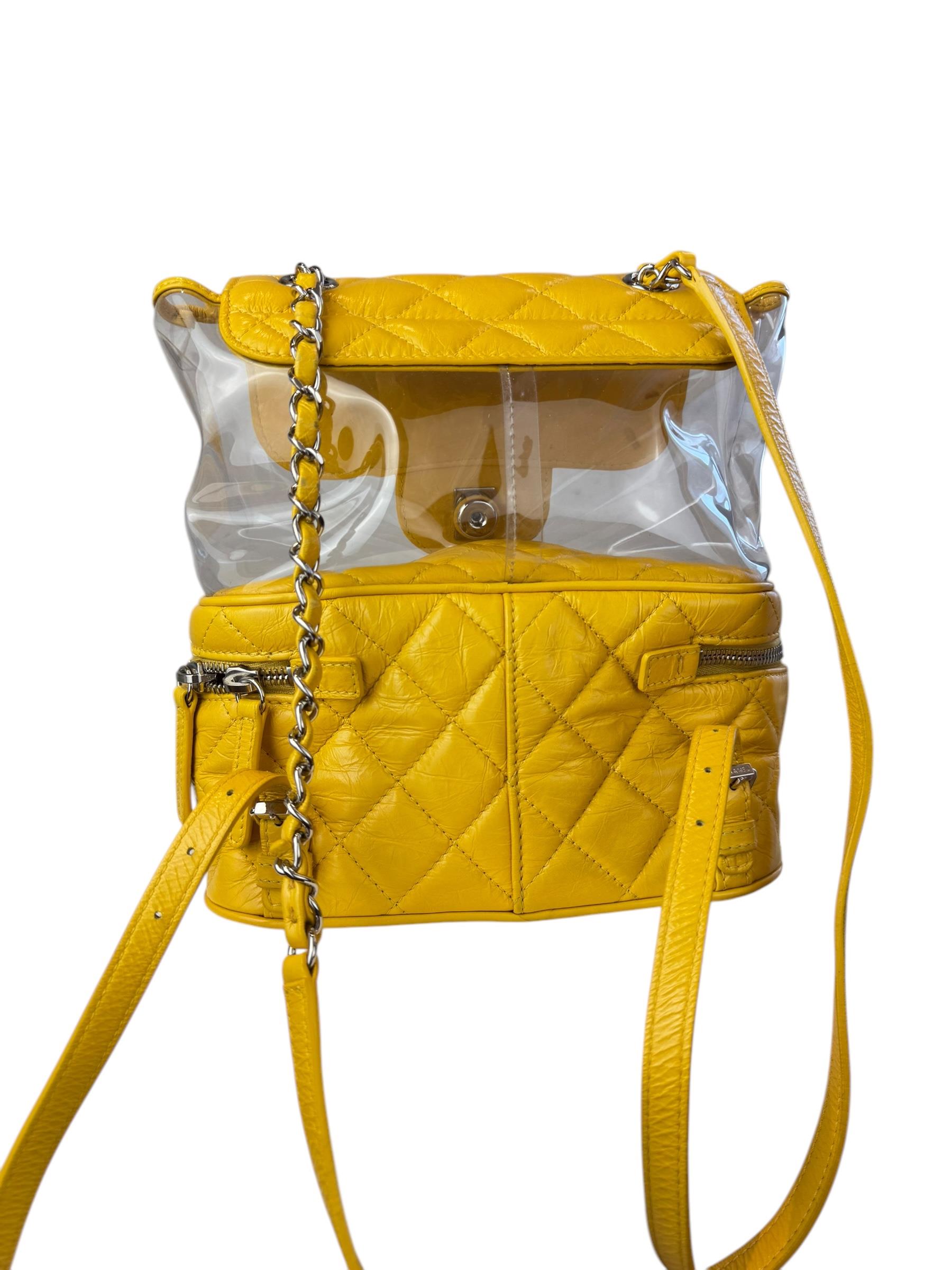 CHANEL YELLOW VANITY FLAP BACKPACK