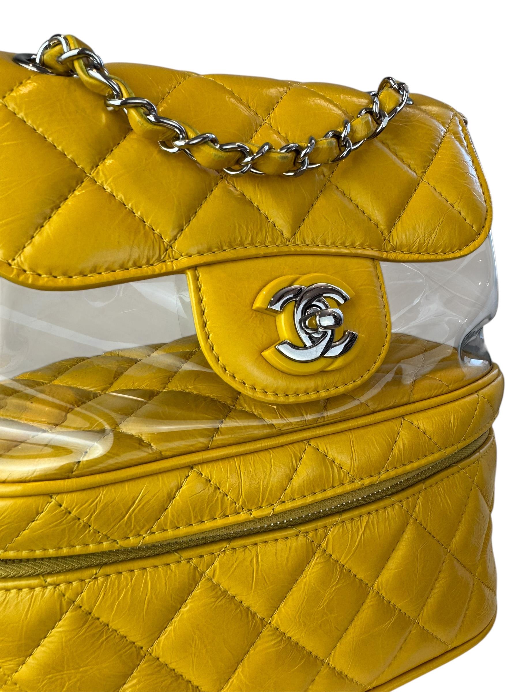 CHANEL YELLOW VANITY FLAP BACKPACK