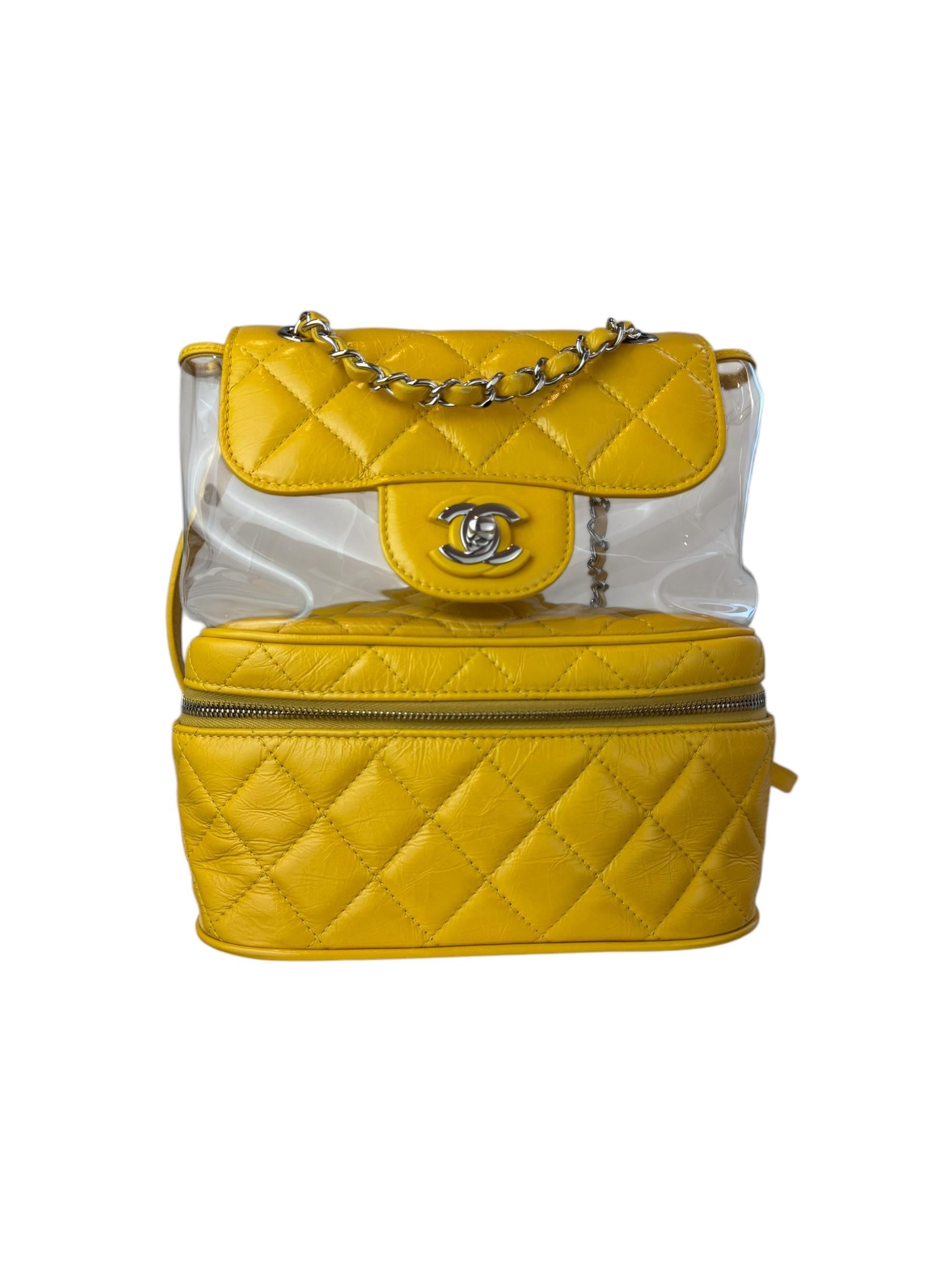 CHANEL YELLOW VANITY FLAP BACKPACK