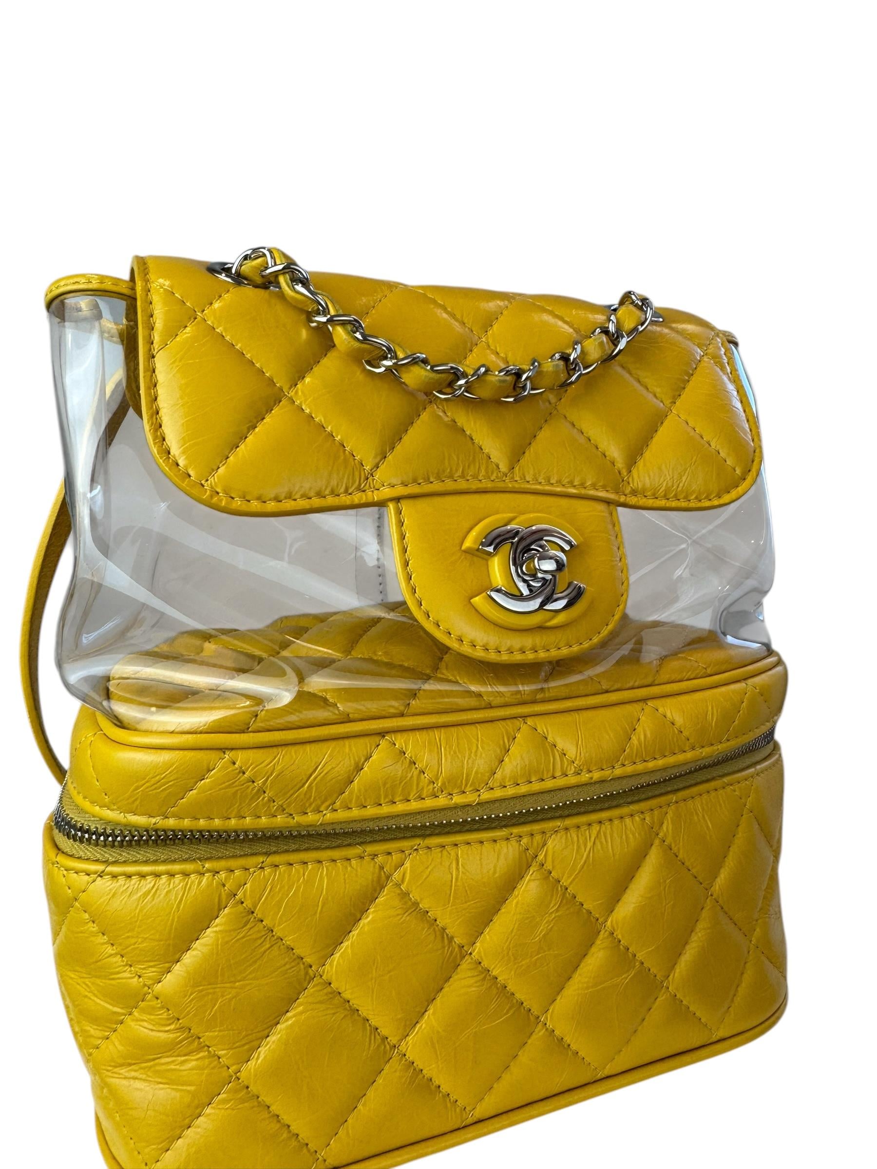 CHANEL YELLOW VANITY FLAP BACKPACK