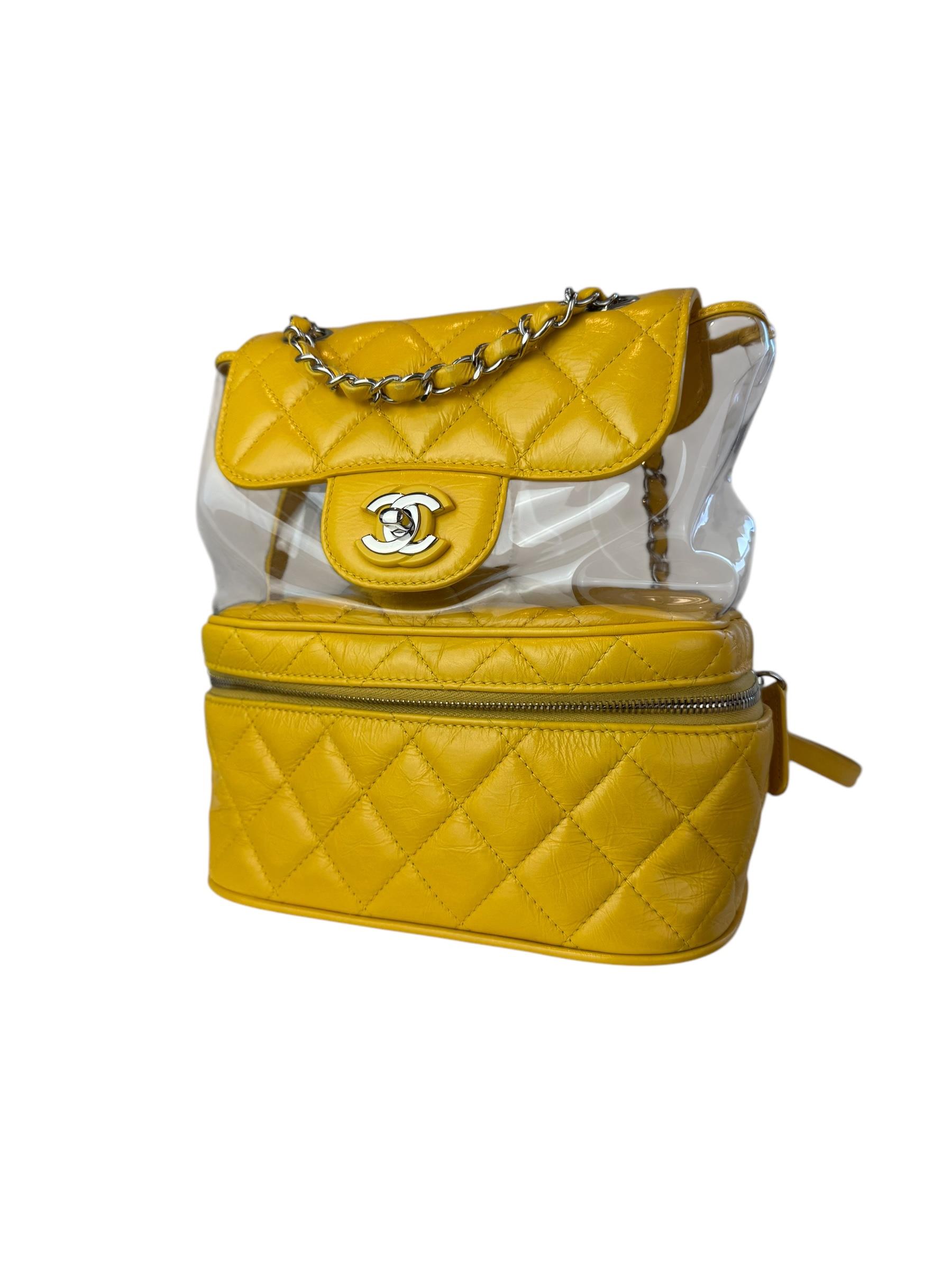 CHANEL YELLOW VANITY FLAP BACKPACK