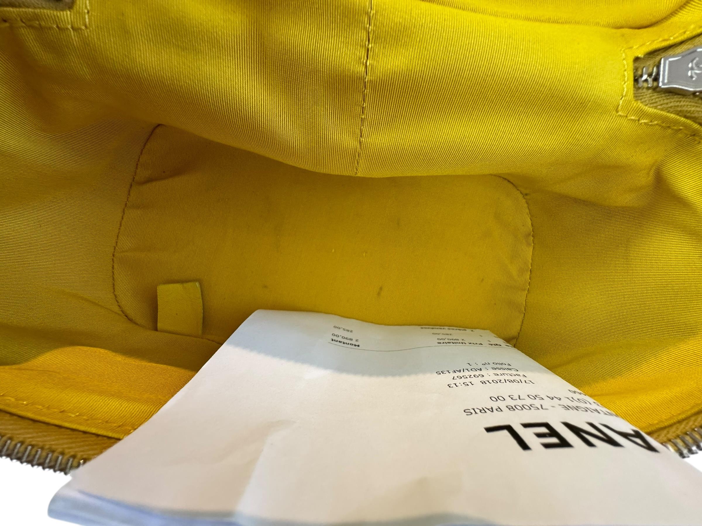 CHANEL YELLOW VANITY FLAP BACKPACK