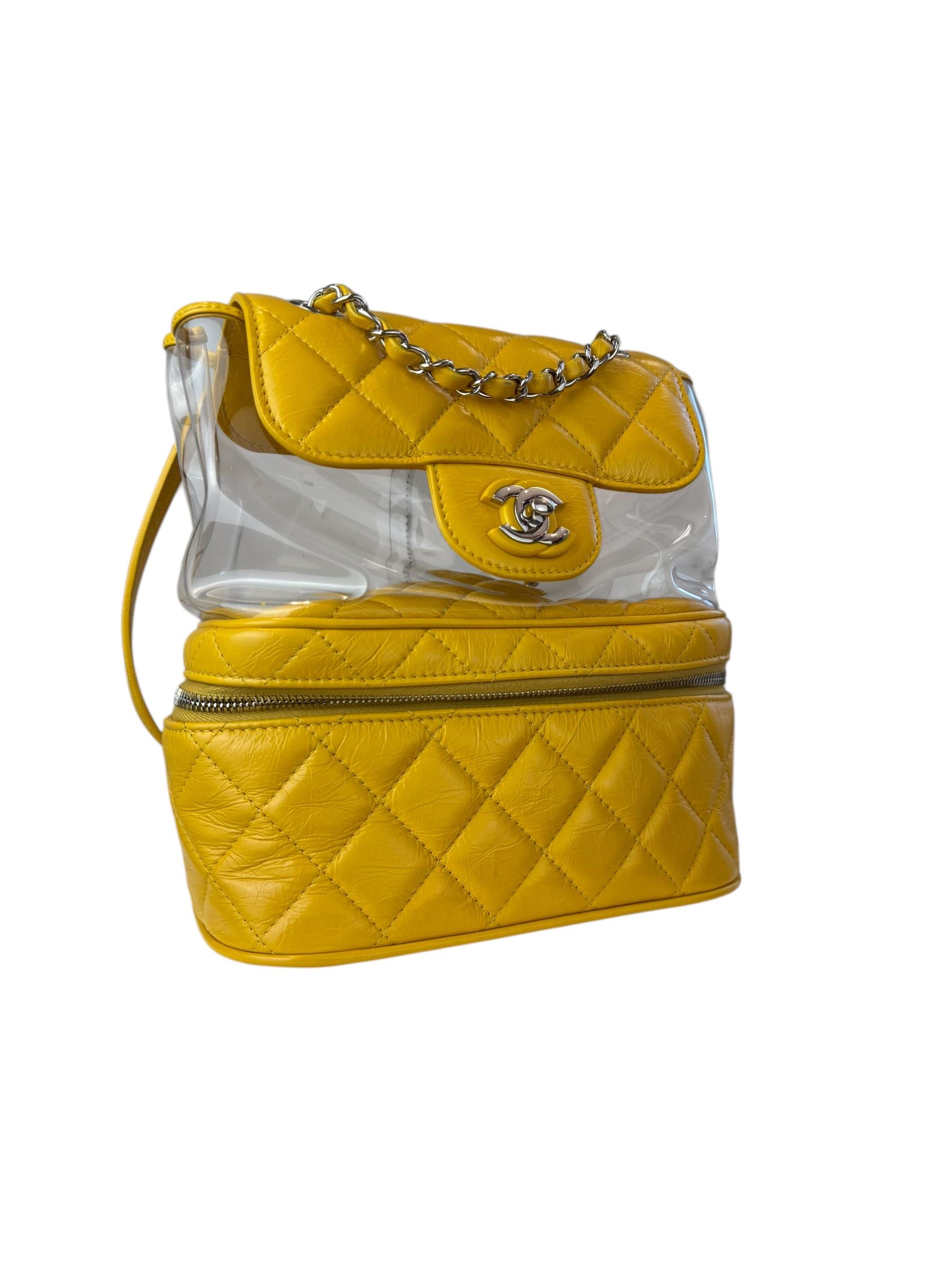 CHANEL YELLOW VANITY FLAP BACKPACK