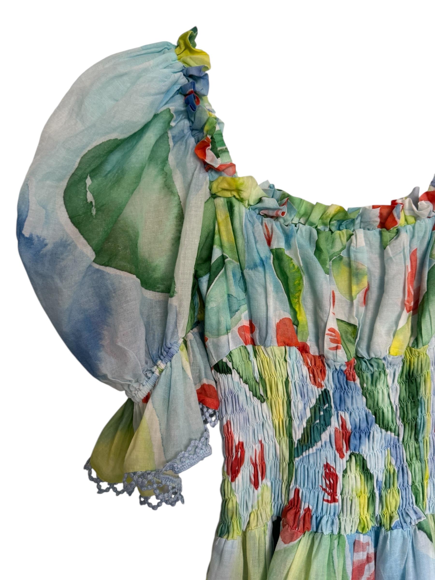 CHARO RUIZ IBIZA GREEN FLORAL DRESS 
