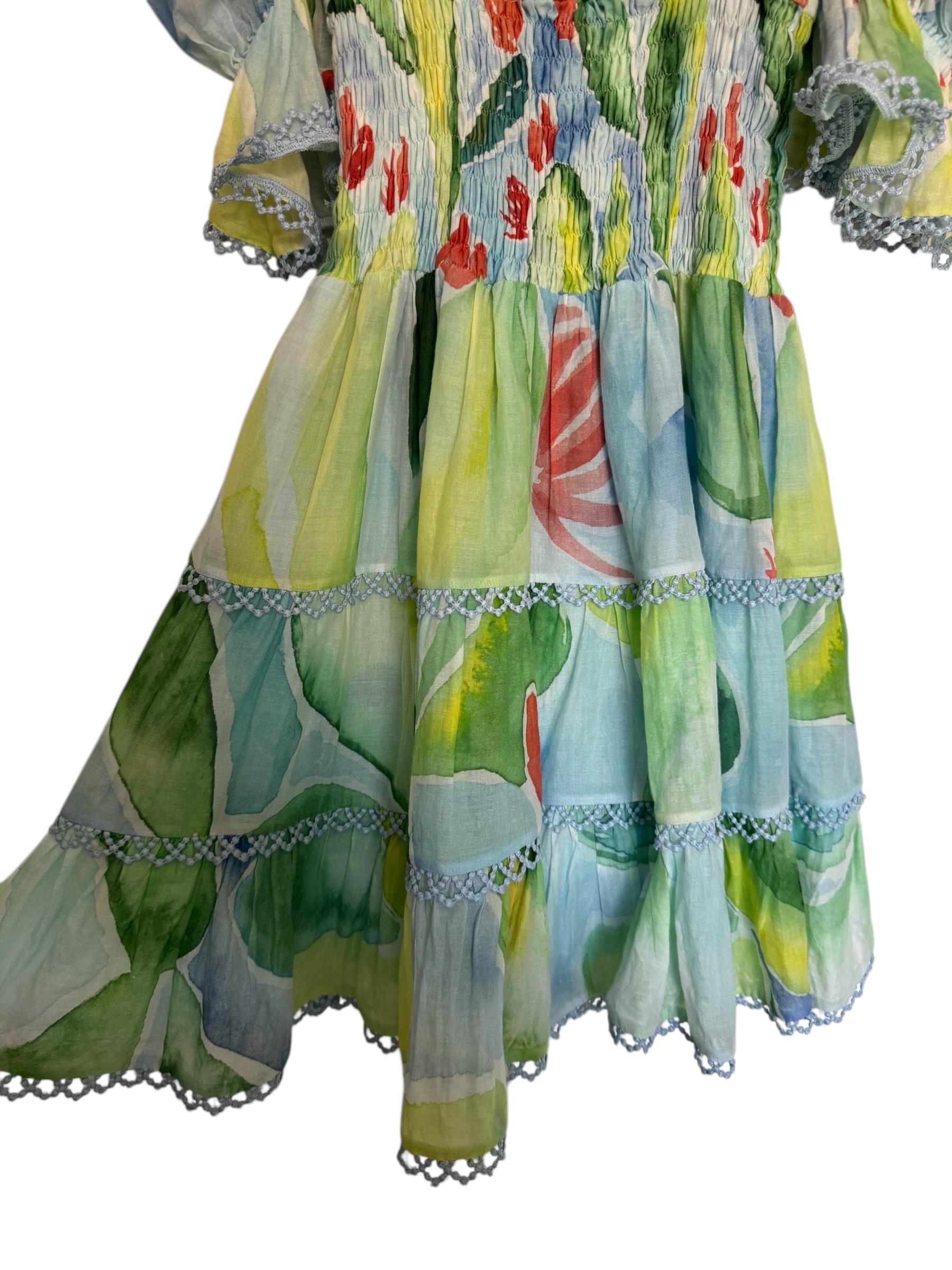 CHARO RUIZ IBIZA GREEN FLORAL DRESS 