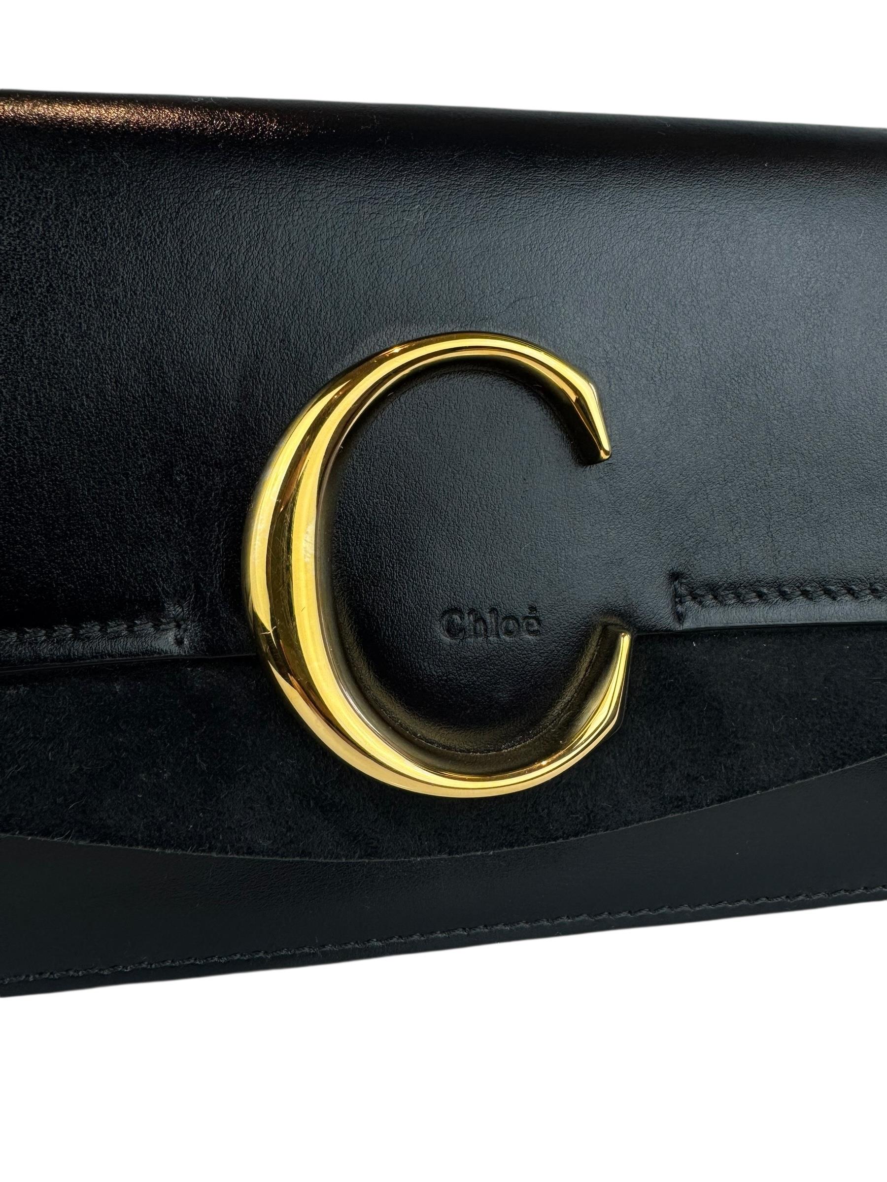 CHLOE BLACK C LOGO CHAIN BAG 