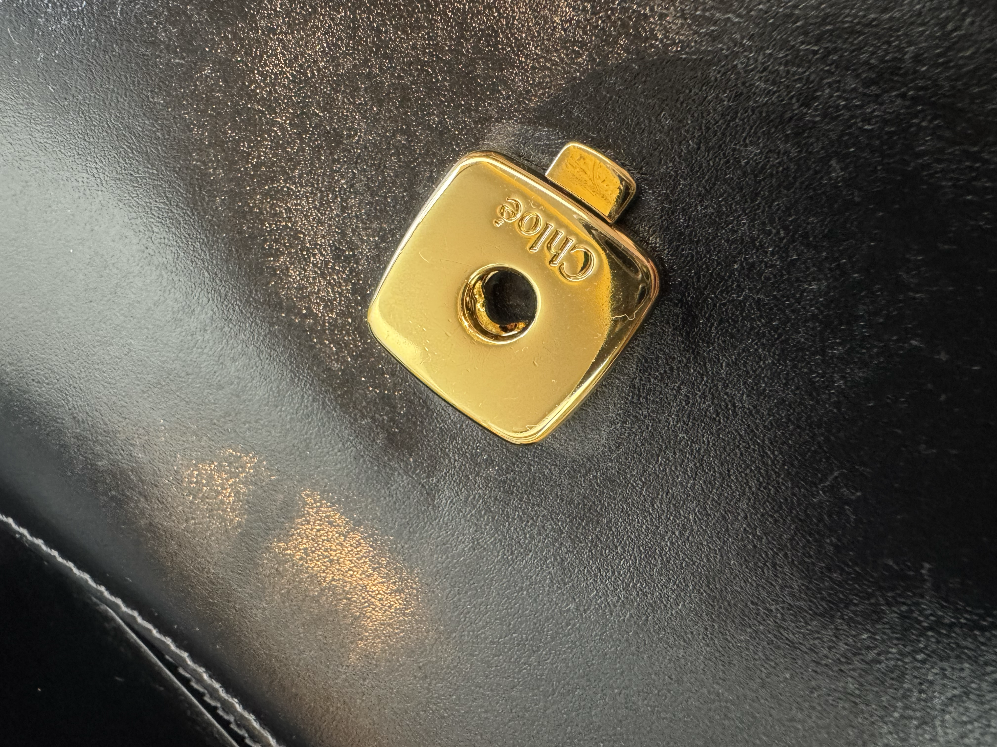 CHLOE BLACK C LOGO CHAIN BAG 