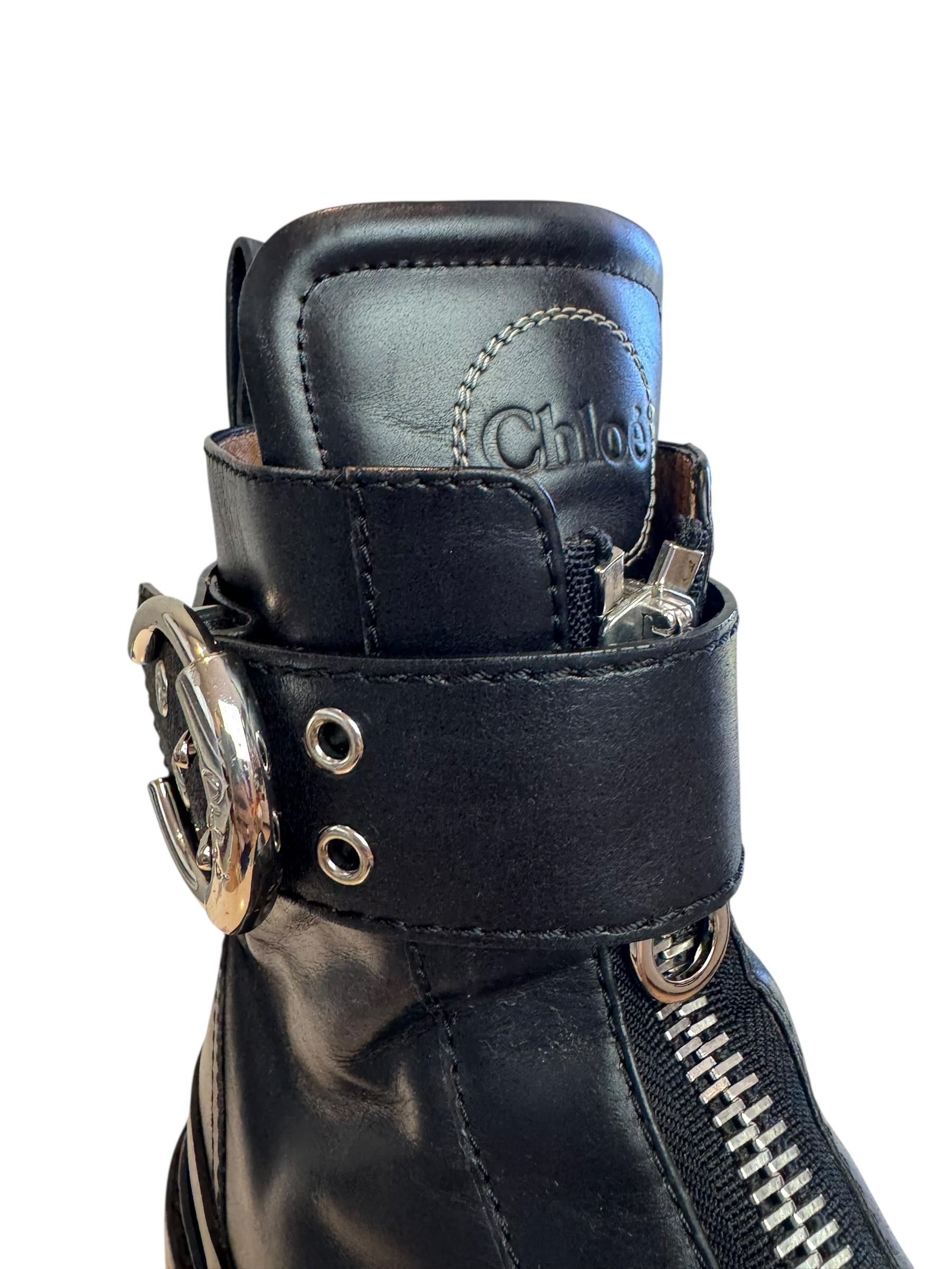 CHLOE BLACK LEATHER BOOTS