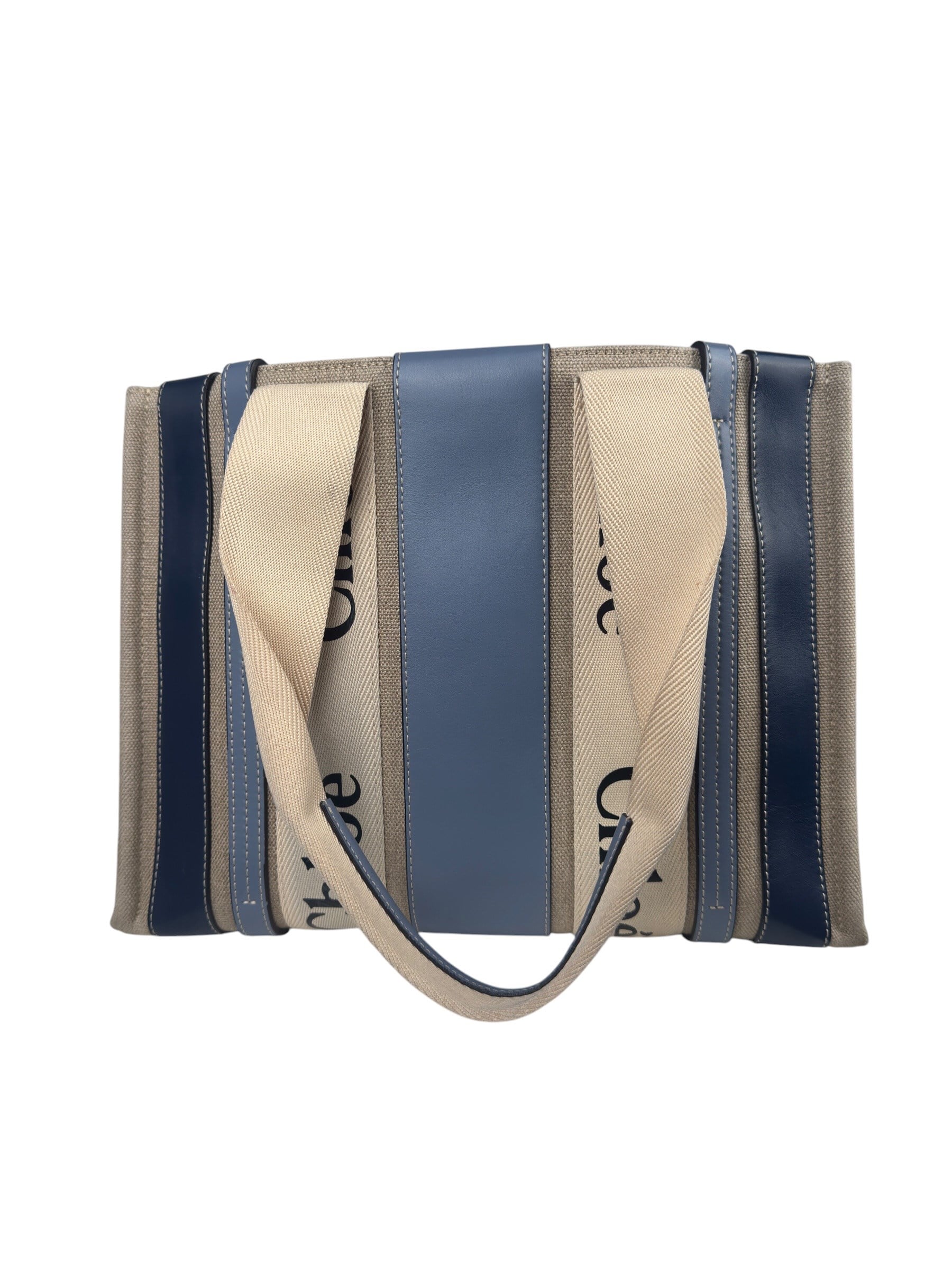 CHLOE BLUE STRIPED CANVAS TOTE BAG