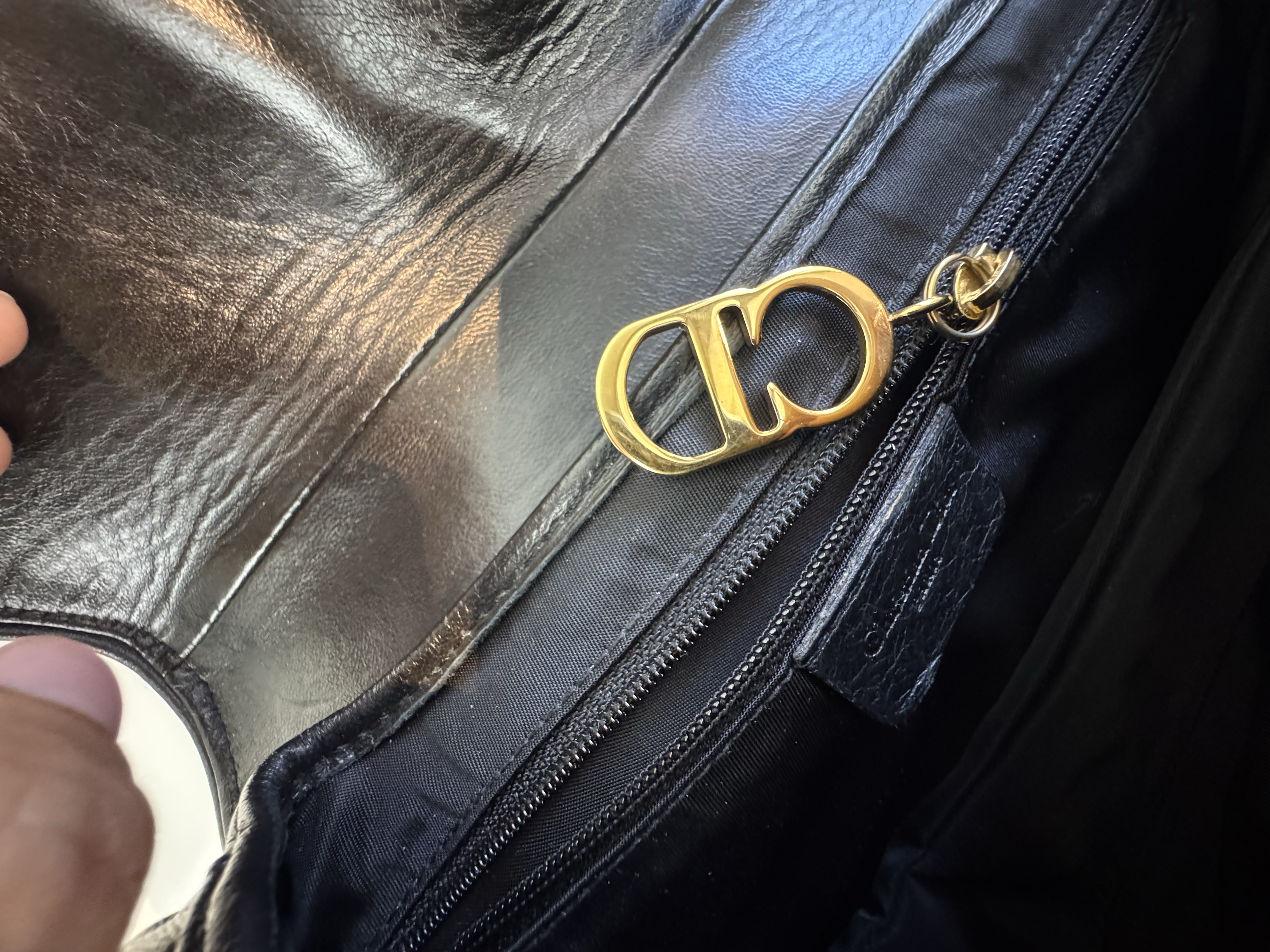 CHRISTIAN DIOR BLACK LEATHER SADDLE BAG