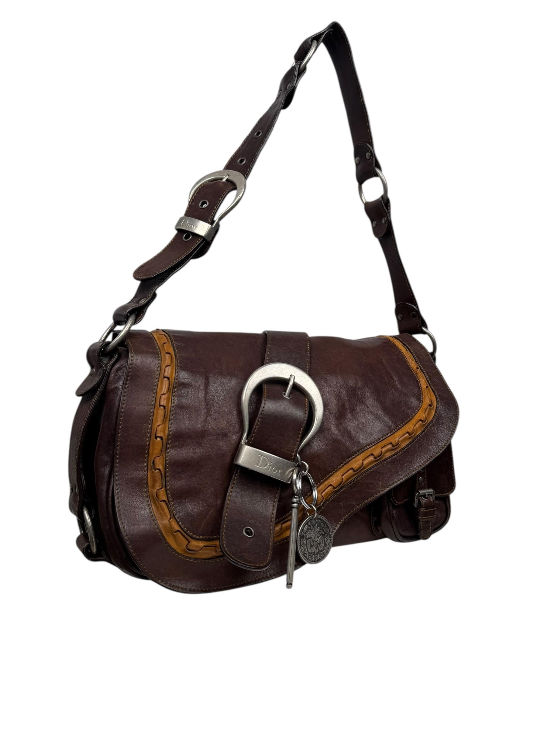 CHRISTIAN DIOR DARK BROWN GAUCHO SADDLE BAG