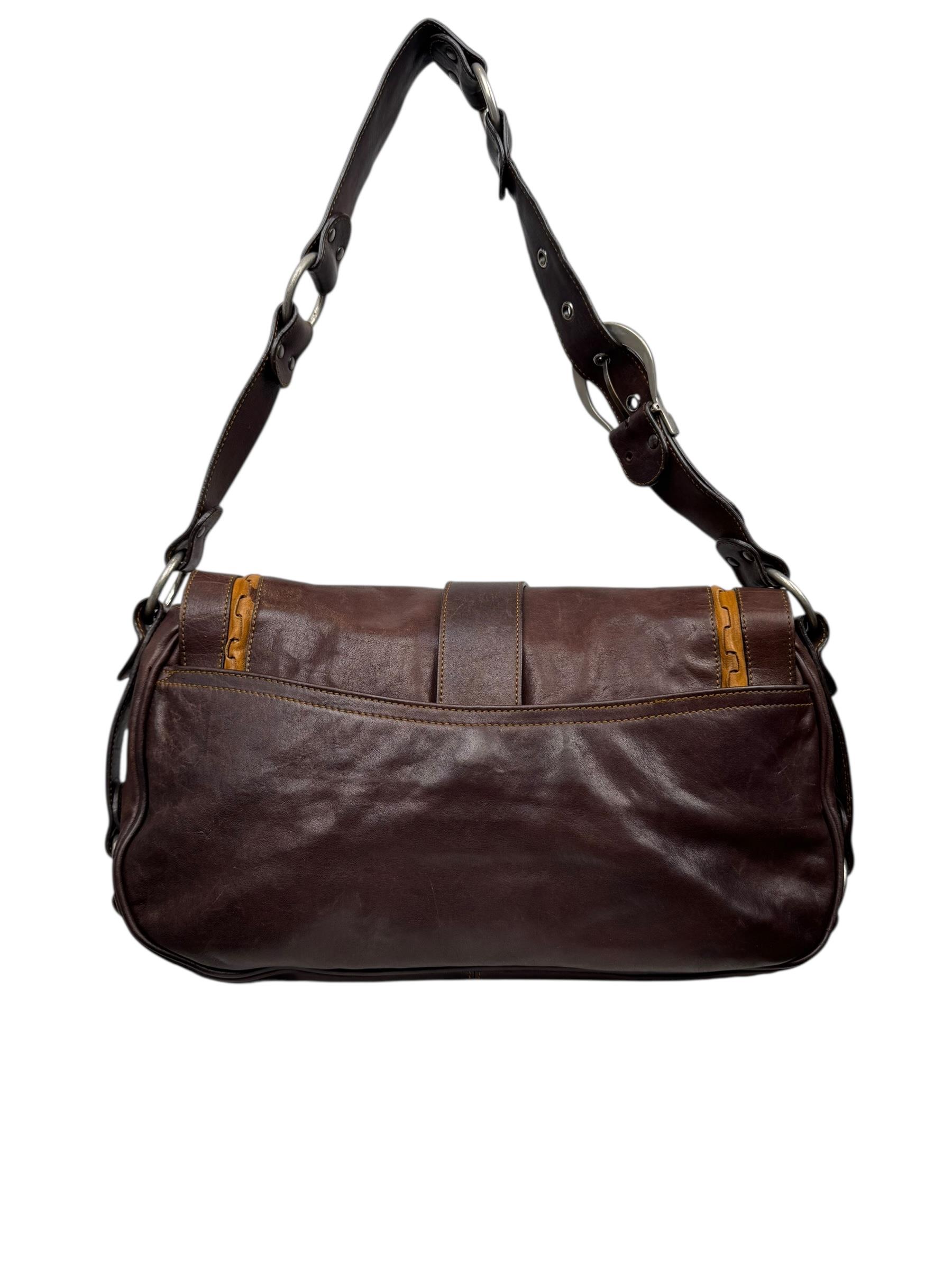 CHRISTIAN DIOR DARK BROWN GAUCHO SADDLE BAG