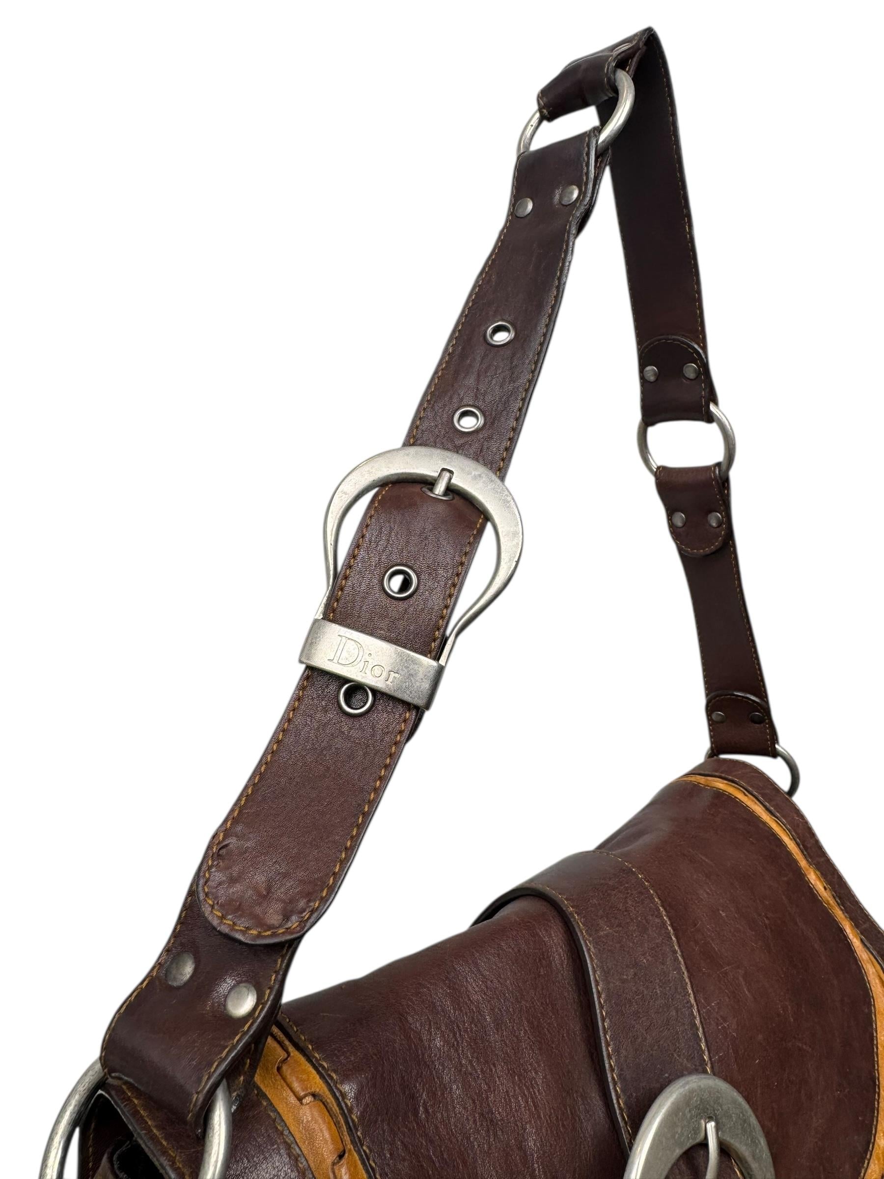 CHRISTIAN DIOR DARK BROWN GAUCHO SADDLE BAG