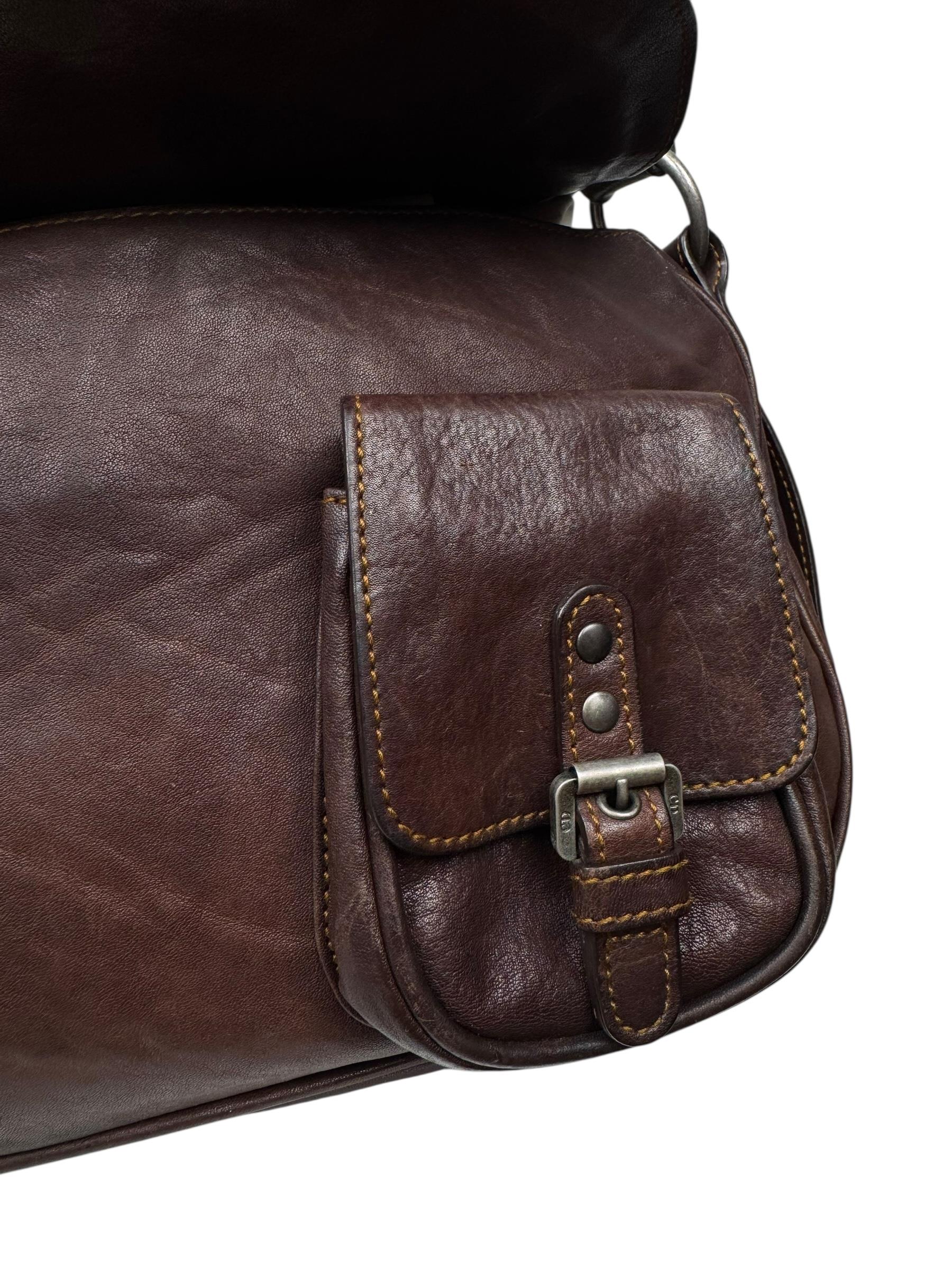 CHRISTIAN DIOR DARK BROWN GAUCHO SADDLE BAG