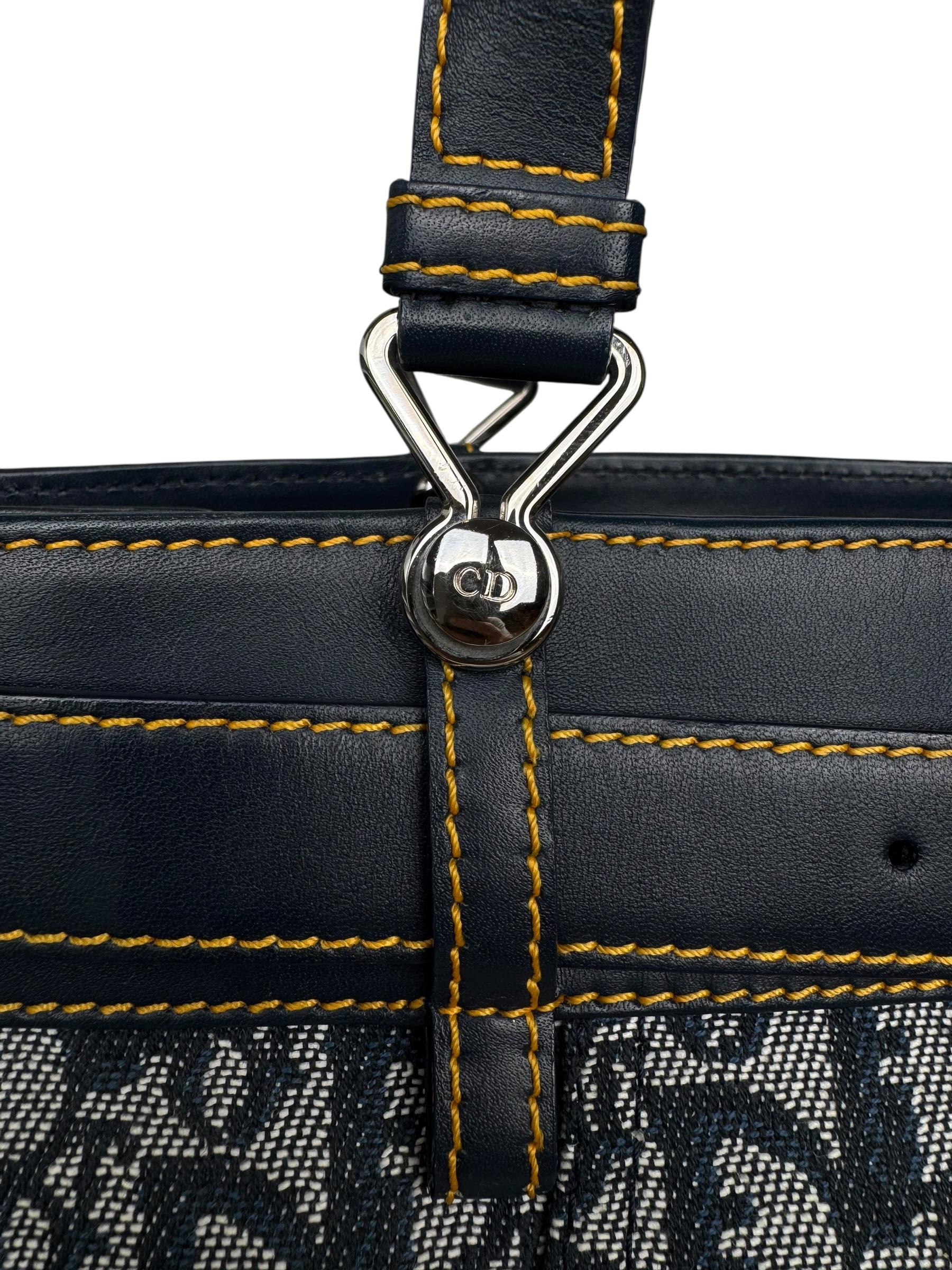 CHRISTIAN DIOR DENIM TROTTER OBLIQUE TOTE BAG