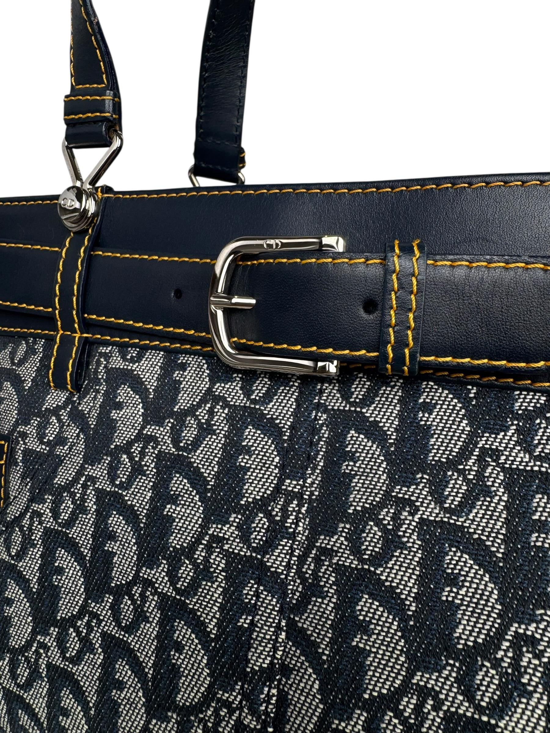CHRISTIAN DIOR DENIM TROTTER OBLIQUE TOTE BAG
