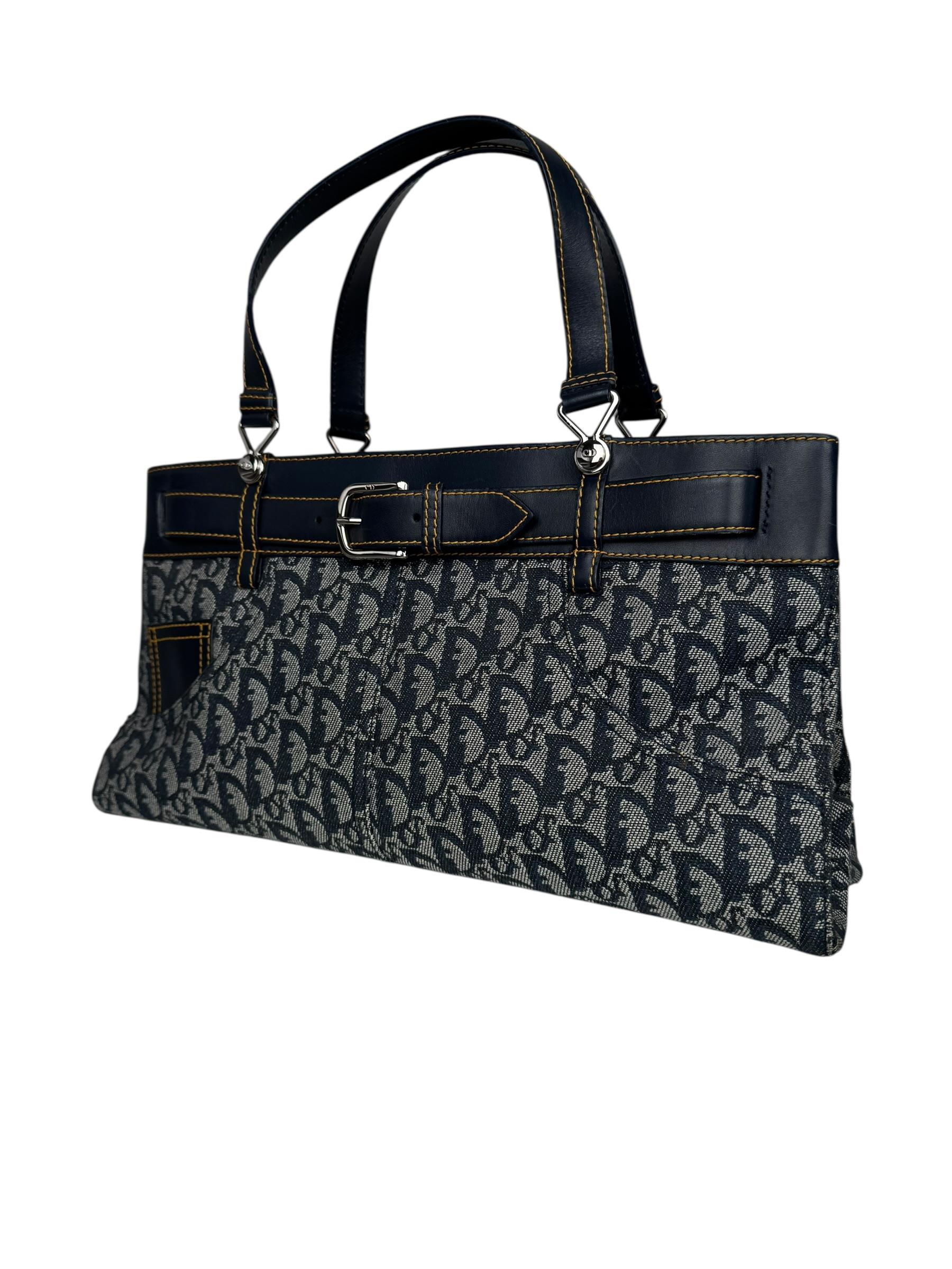 CHRISTIAN DIOR DENIM TROTTER OBLIQUE TOTE BAG