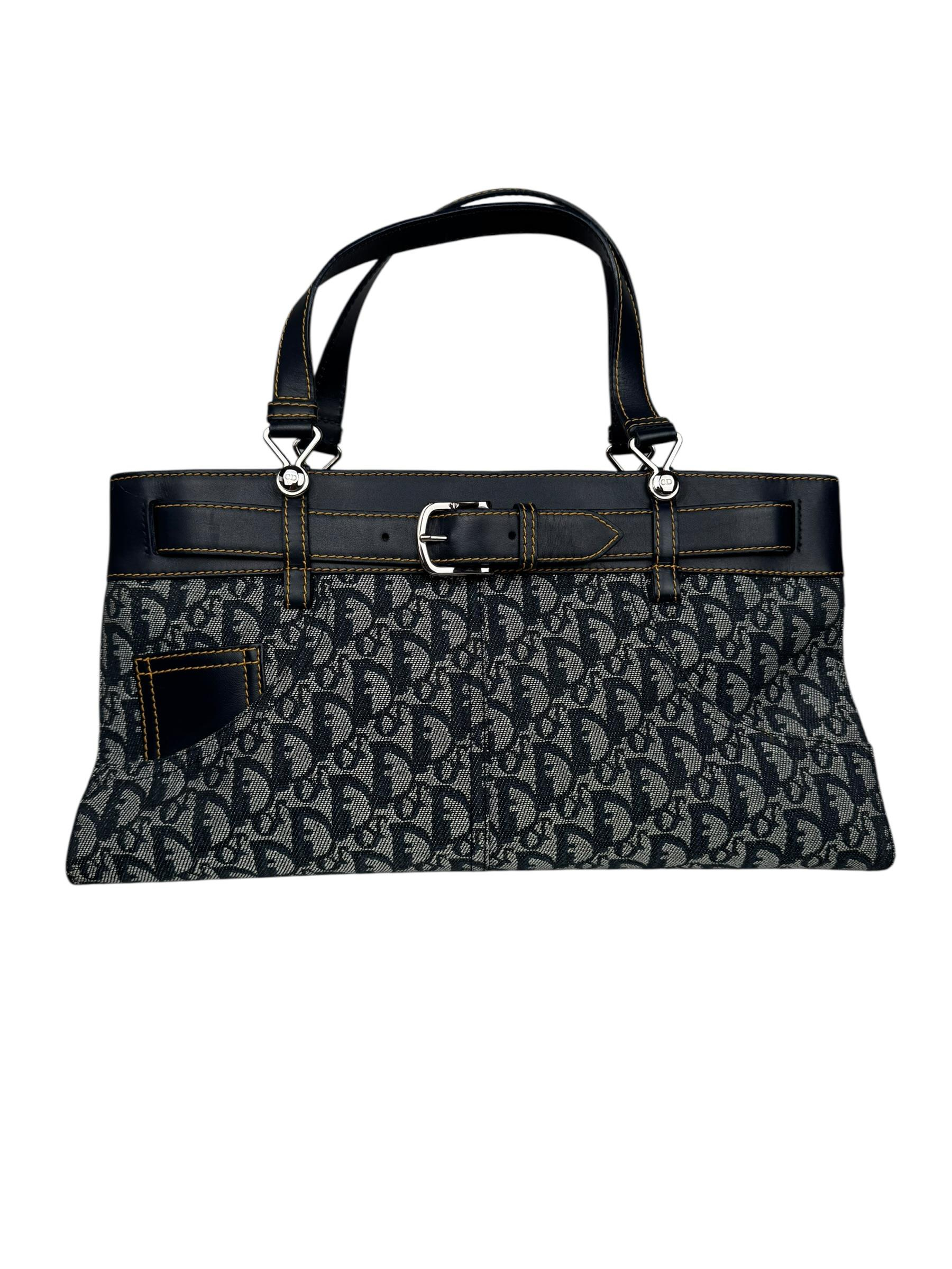 CHRISTIAN DIOR DENIM TROTTER OBLIQUE TOTE BAG