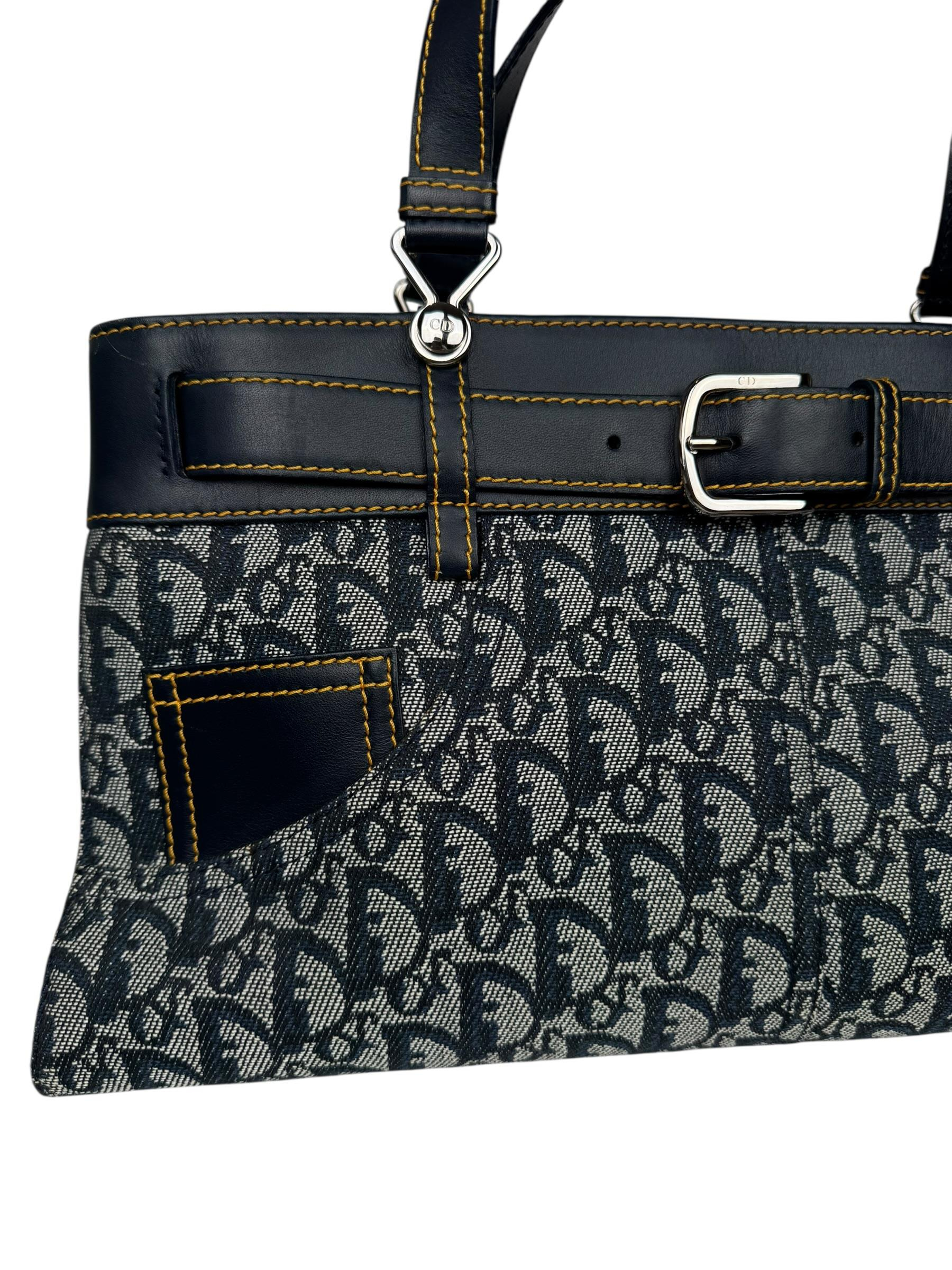CHRISTIAN DIOR DENIM TROTTER OBLIQUE TOTE BAG