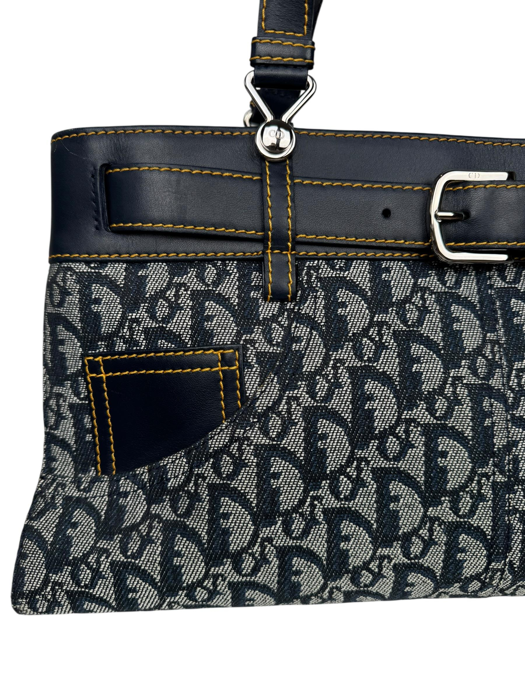 CHRISTIAN DIOR DENIM TROTTER OBLIQUE TOTE BAG