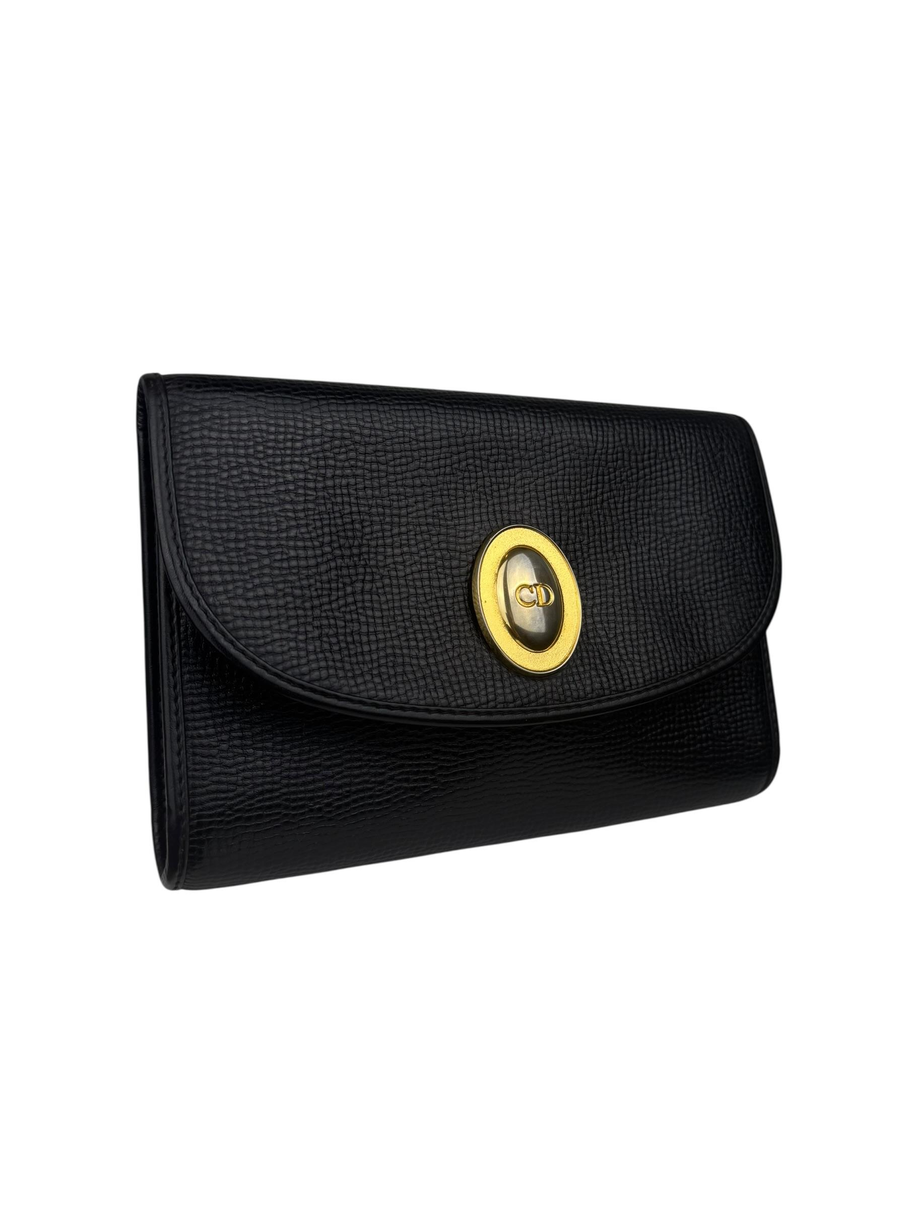 CHRISTIAN DIOR LEATHER MADALION CLUCTH BAG