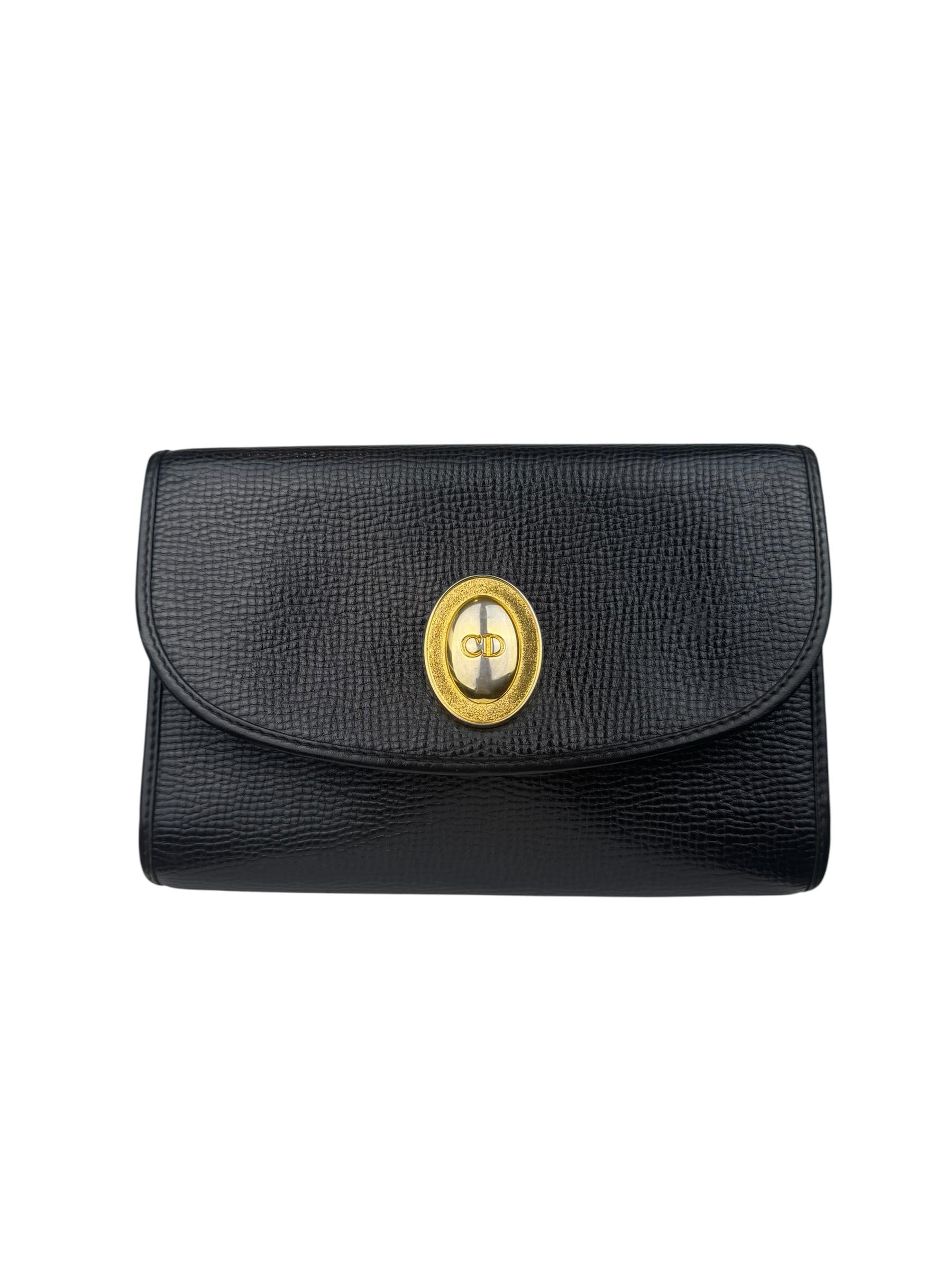 CHRISTIAN DIOR LEATHER MADALION CLUCTH BAG