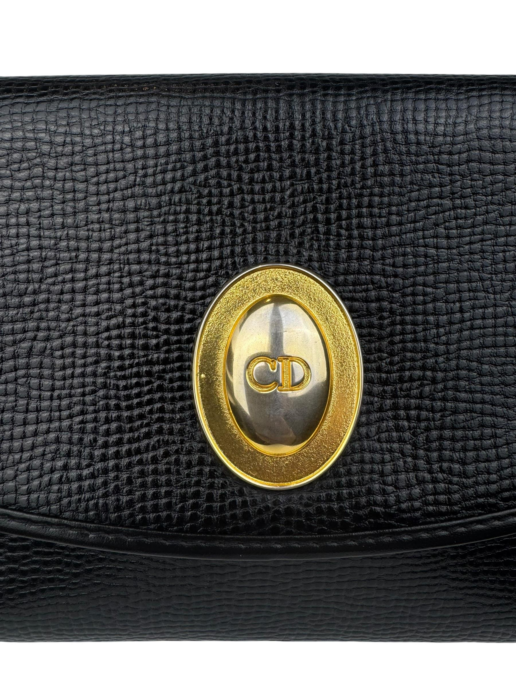 CHRISTIAN DIOR LEATHER MADALION CLUCTH BAG
