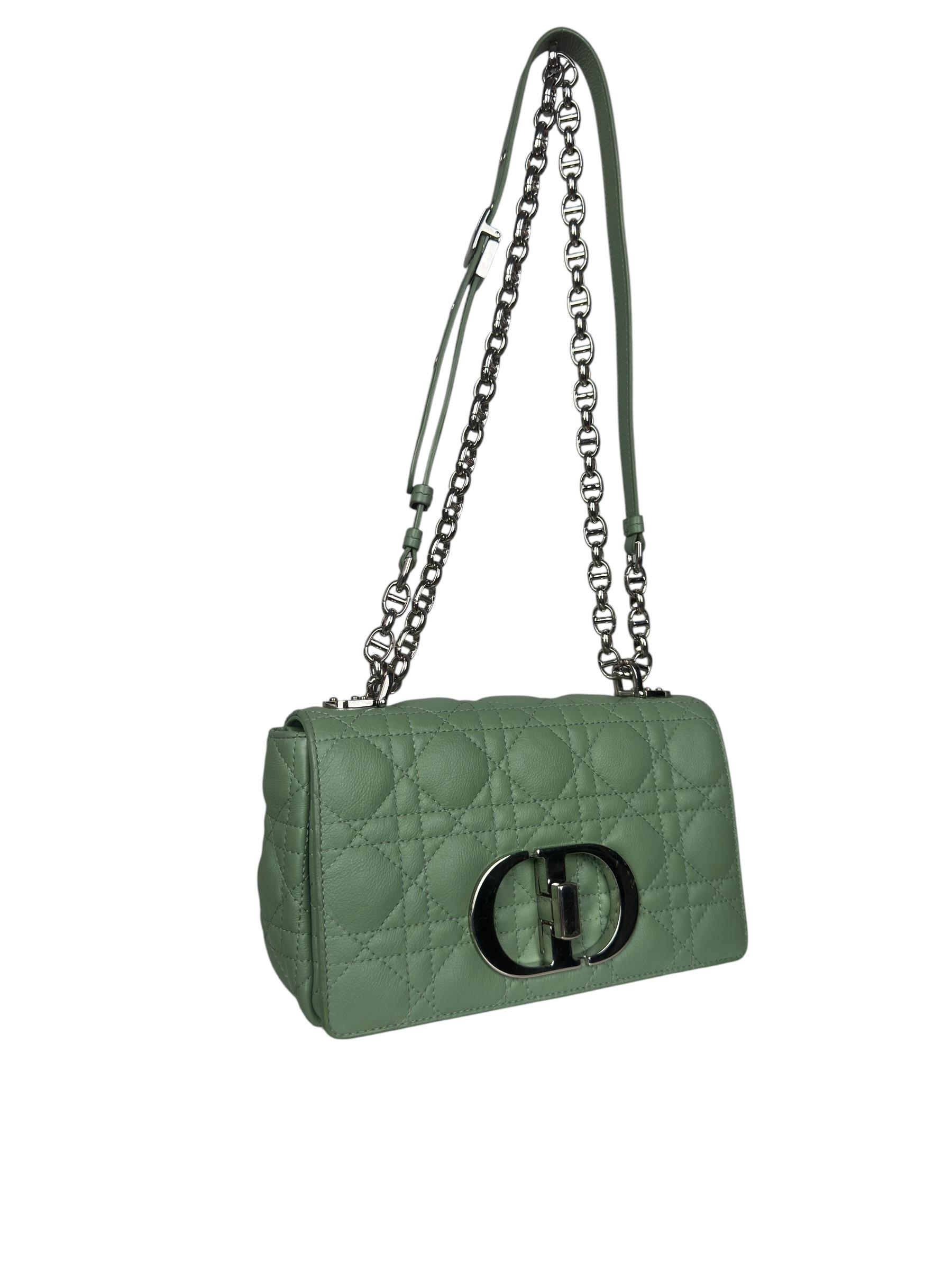 CHRISTIAN DIOR LIGHT GREEN SMALL CARO BAG 