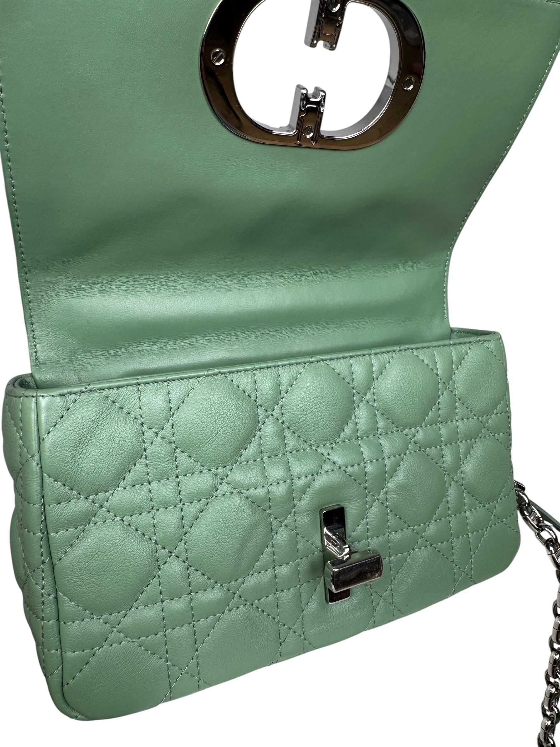 CHRISTIAN DIOR LIGHT GREEN SMALL CARO BAG 