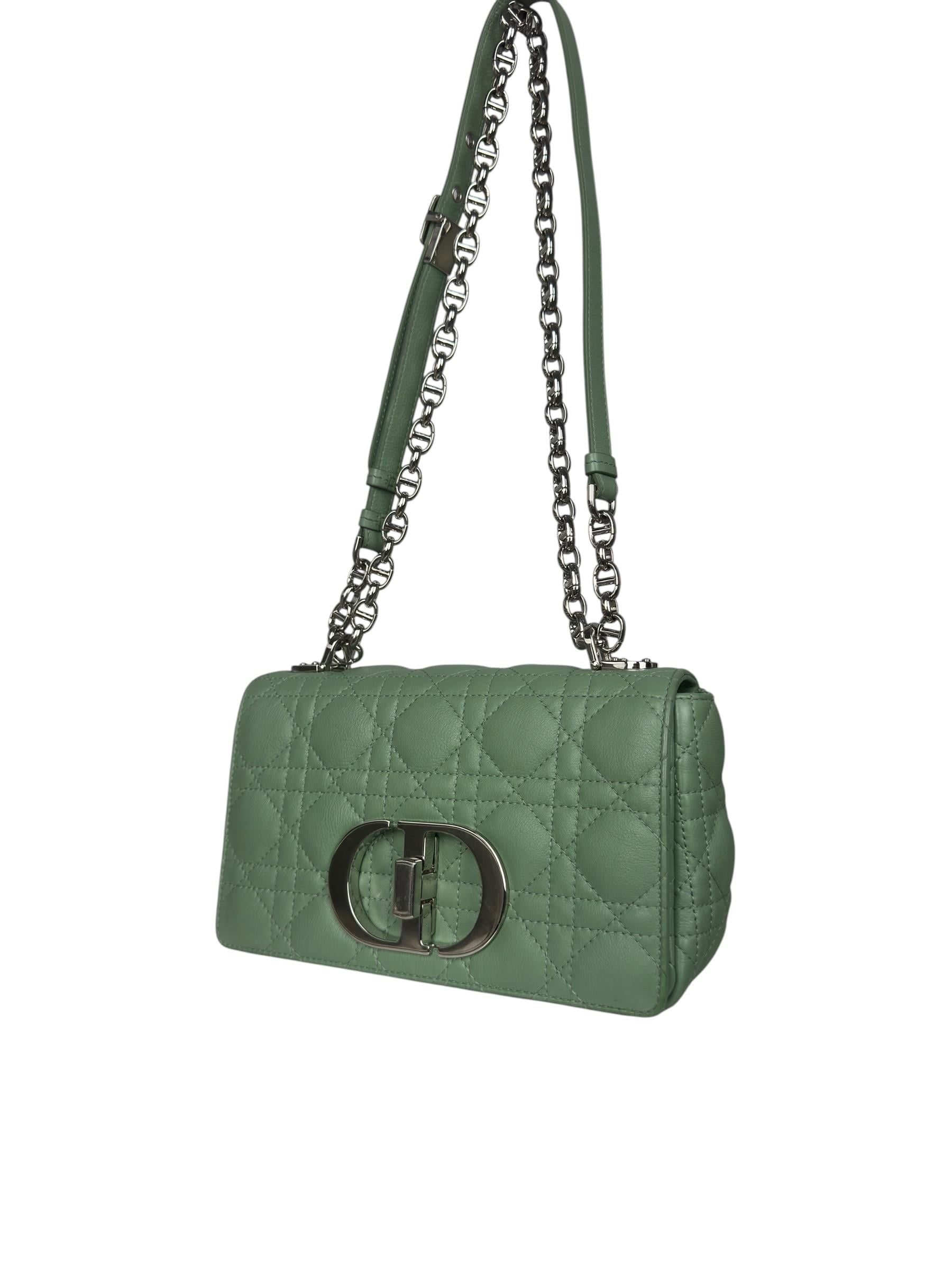 CHRISTIAN DIOR LIGHT GREEN SMALL CARO BAG 
