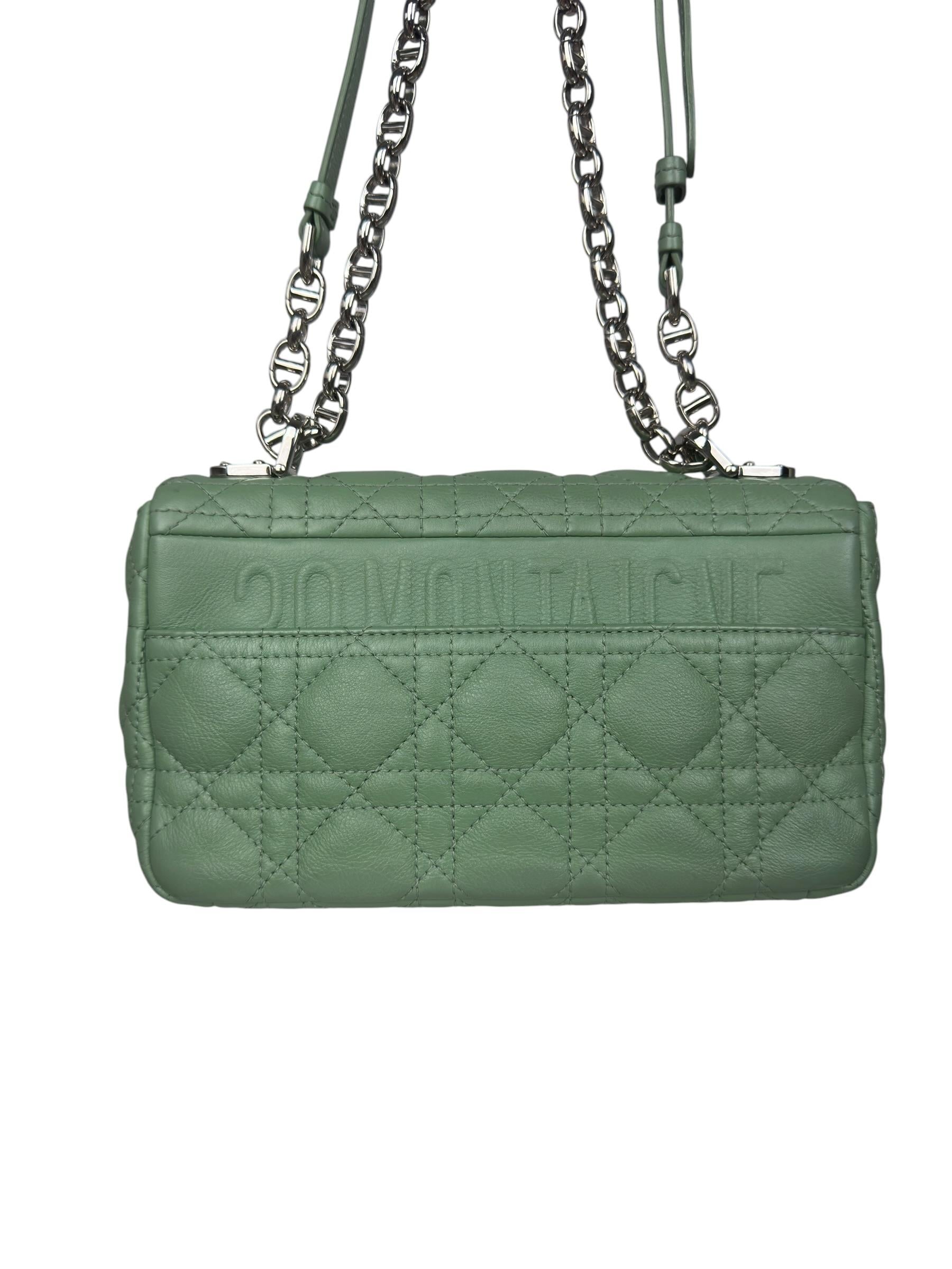 CHRISTIAN DIOR LIGHT GREEN SMALL CARO BAG 