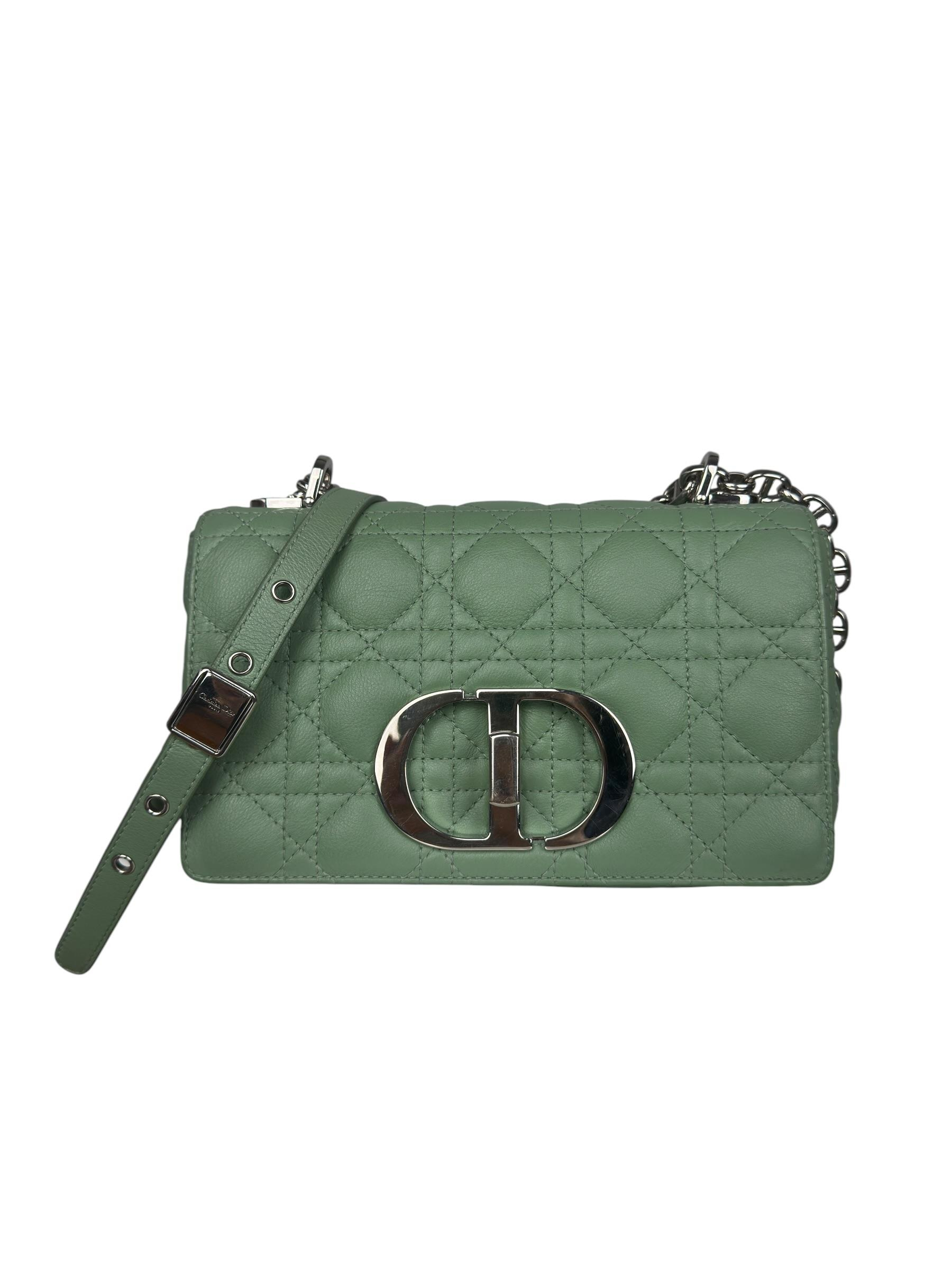 CHRISTIAN DIOR LIGHT GREEN SMALL CARO BAG 
