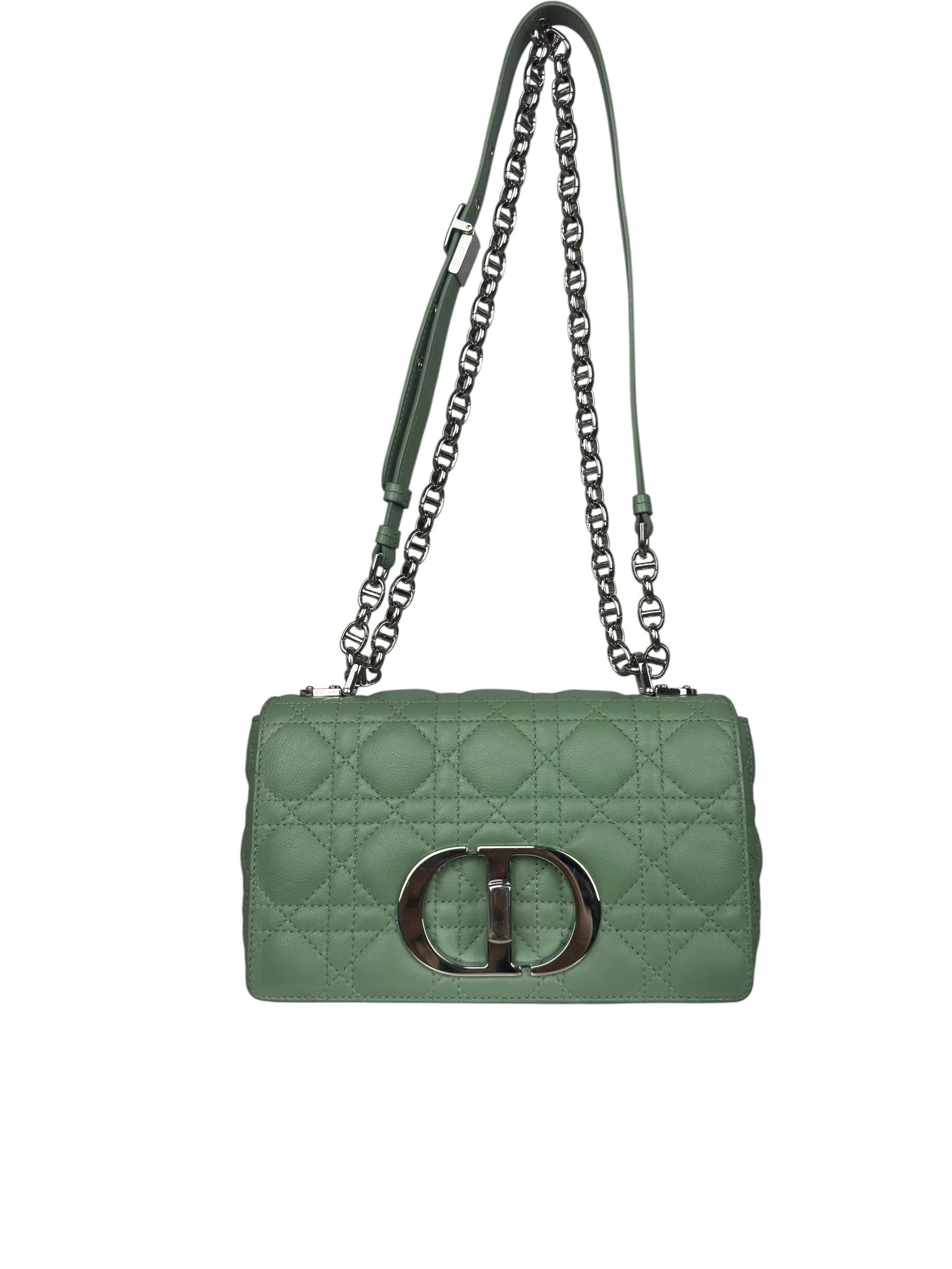 CHRISTIAN DIOR LIGHT GREEN SMALL CARO BAG 