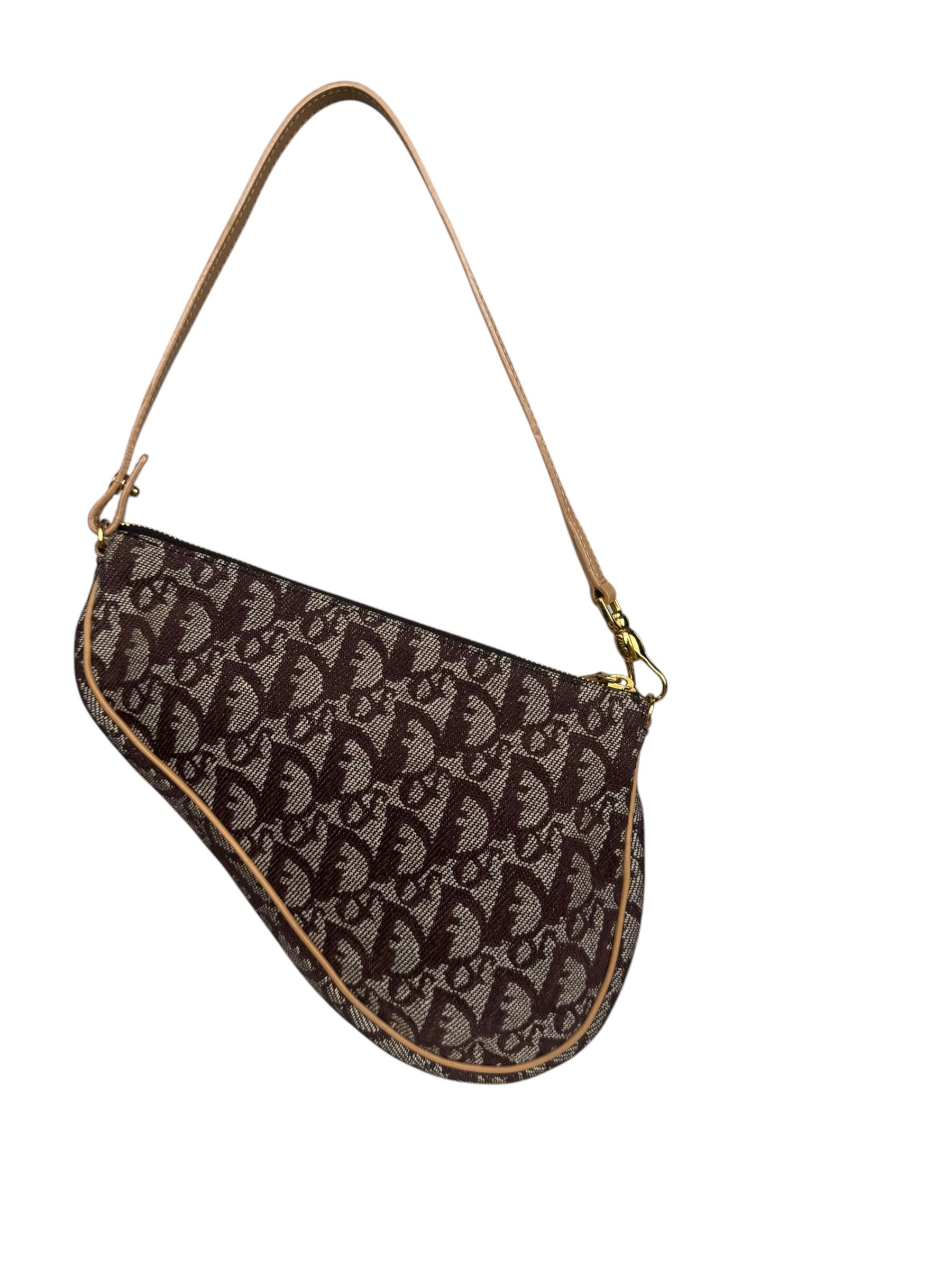 CHRISTIAN DIOR OBLIQUE CANVAS MINI SADDLE BAG