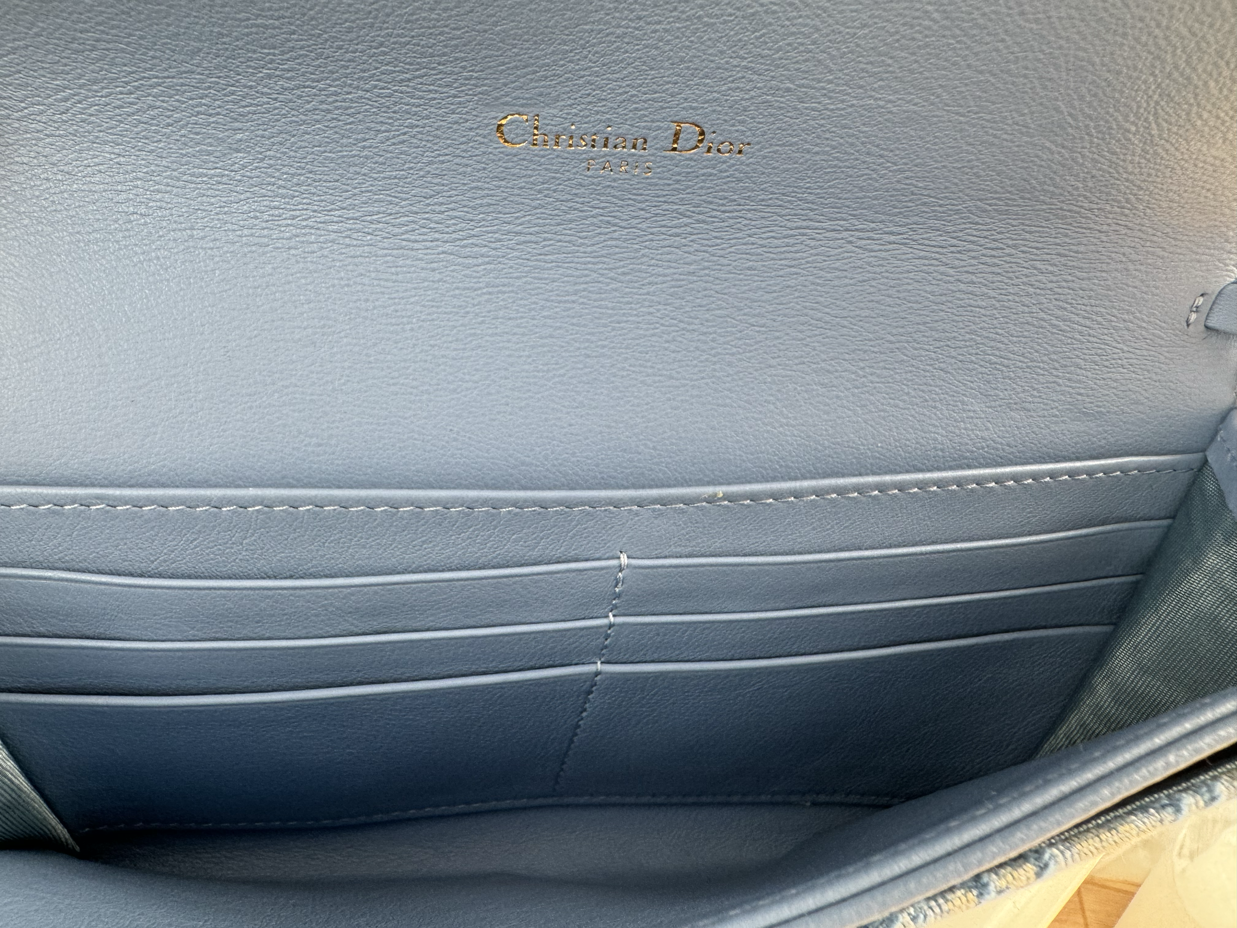 CHRISTIAN DIOR OBLIQUE LONG SADDLE WALLET WITH CHAIN BAG