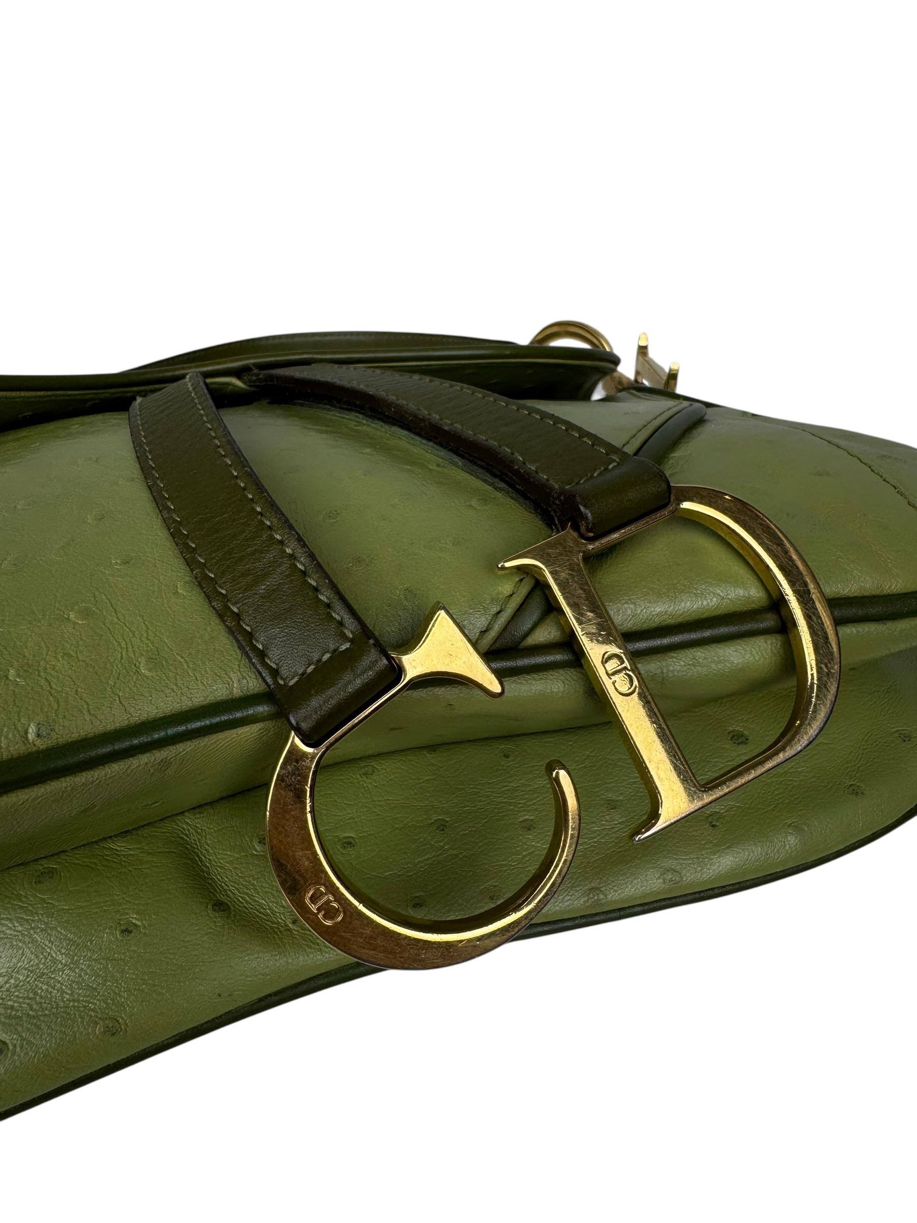CHRISTIAN DIOR OSTRICH LEATHER SADDLE BAG