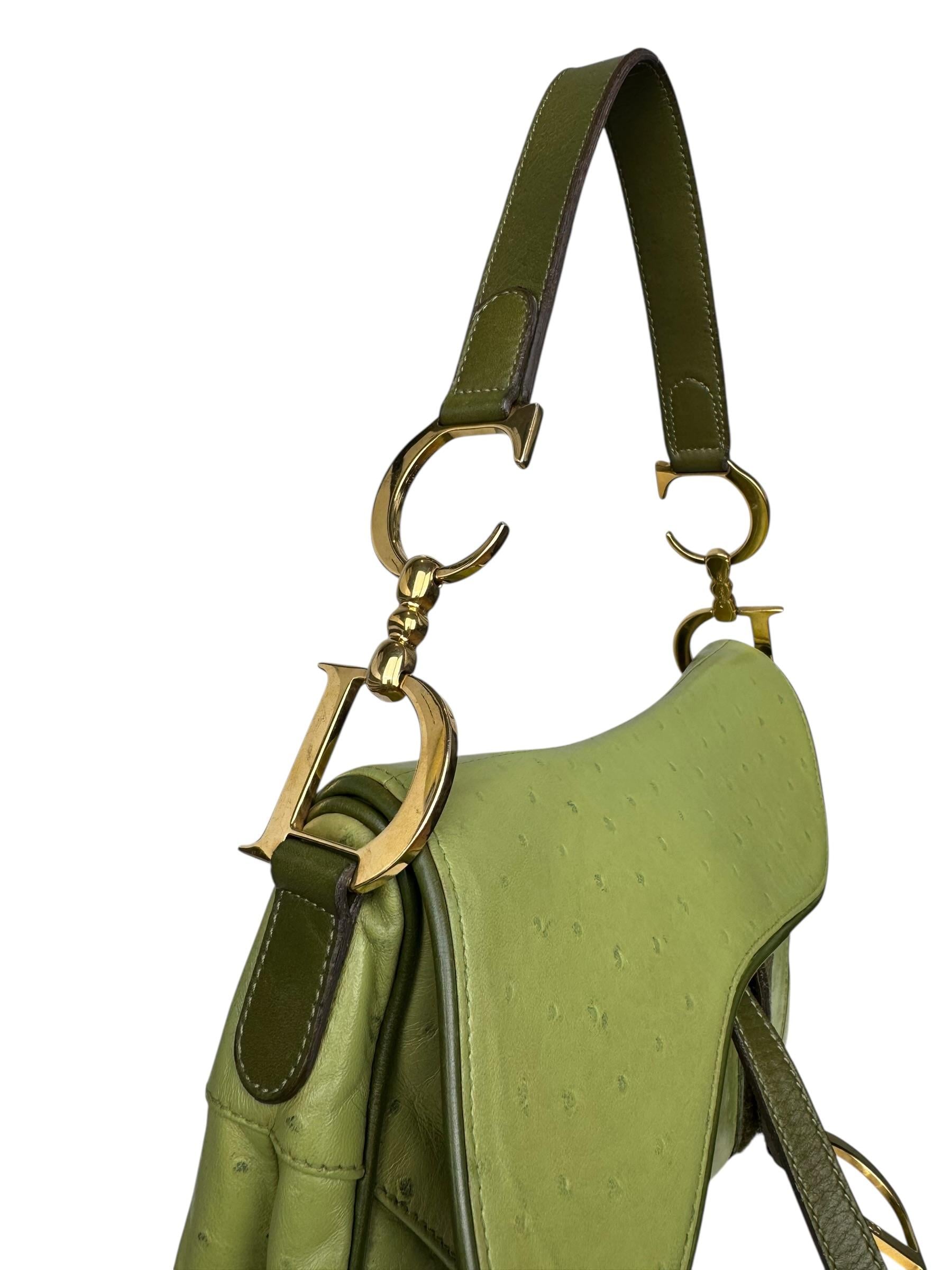 CHRISTIAN DIOR OSTRICH LEATHER SADDLE BAG