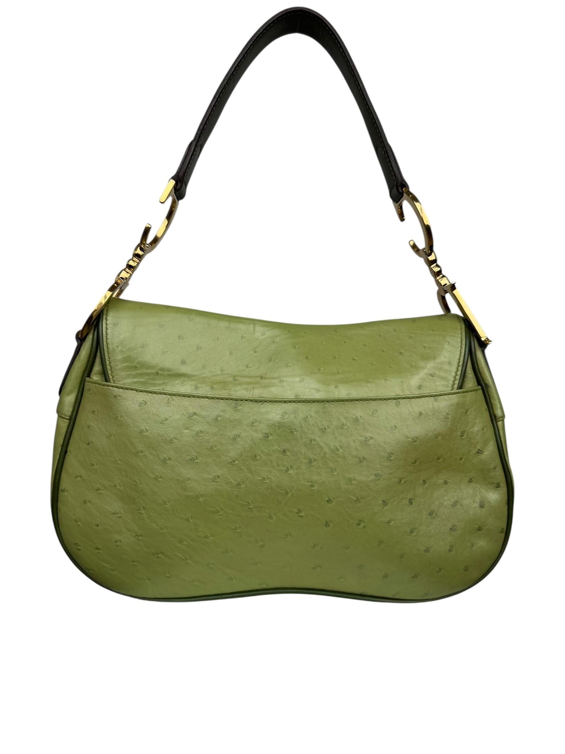 CHRISTIAN DIOR OSTRICH LEATHER SADDLE BAG