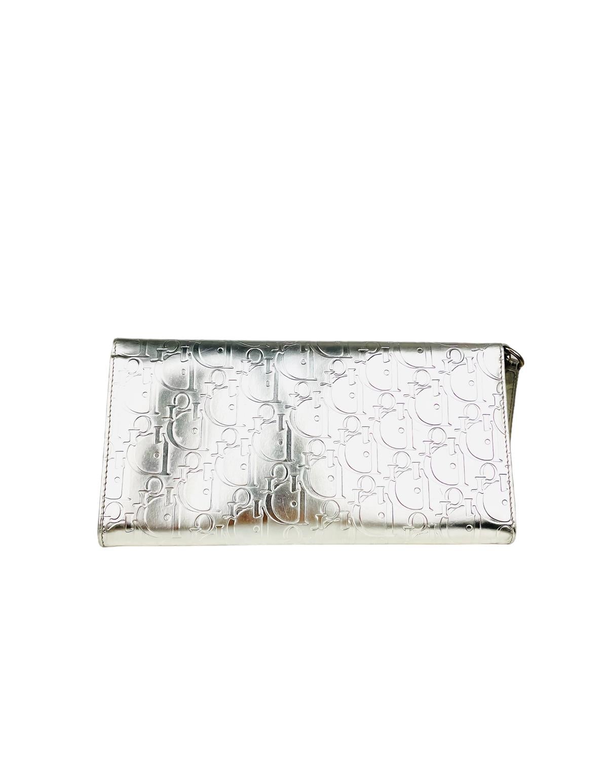 CHRISTIAN DIOR SILVER MONOGRAM CLUTCH