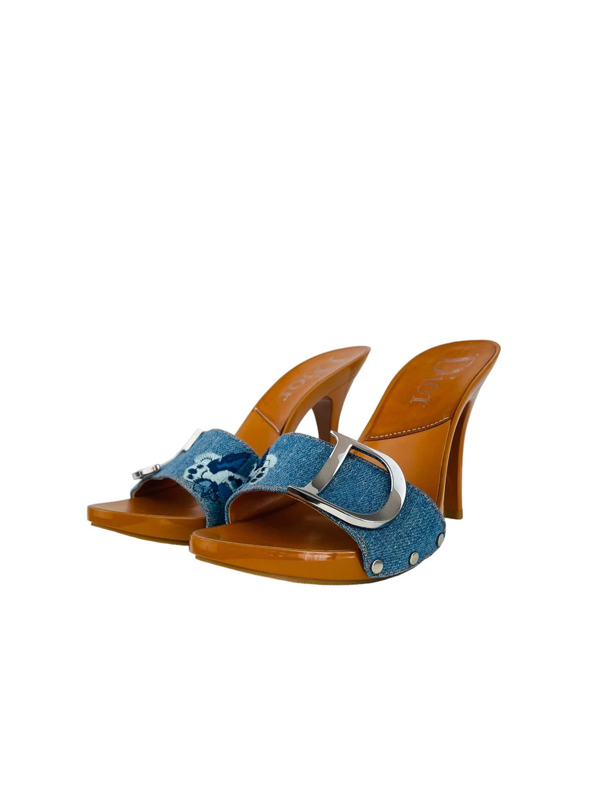 CHRISTIAN DIOR VINTAGE DENIM MULES