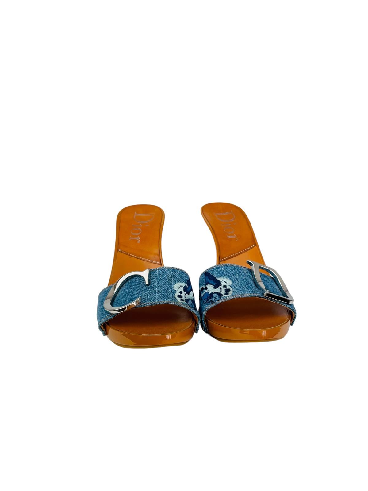 CHRISTIAN DIOR VINTAGE DENIM MULES