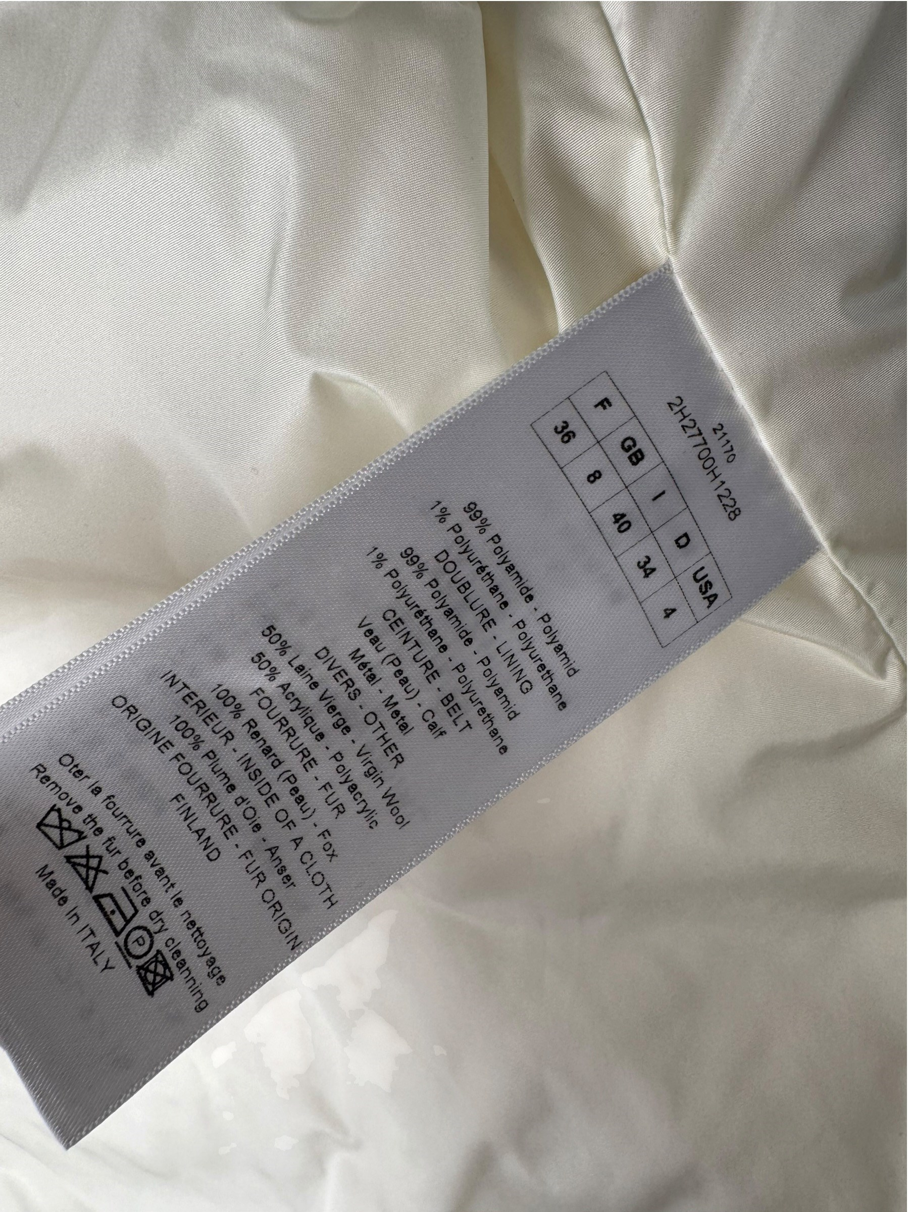 CHRISTIAN DIOR WHITE FUR PUFFER JACKET