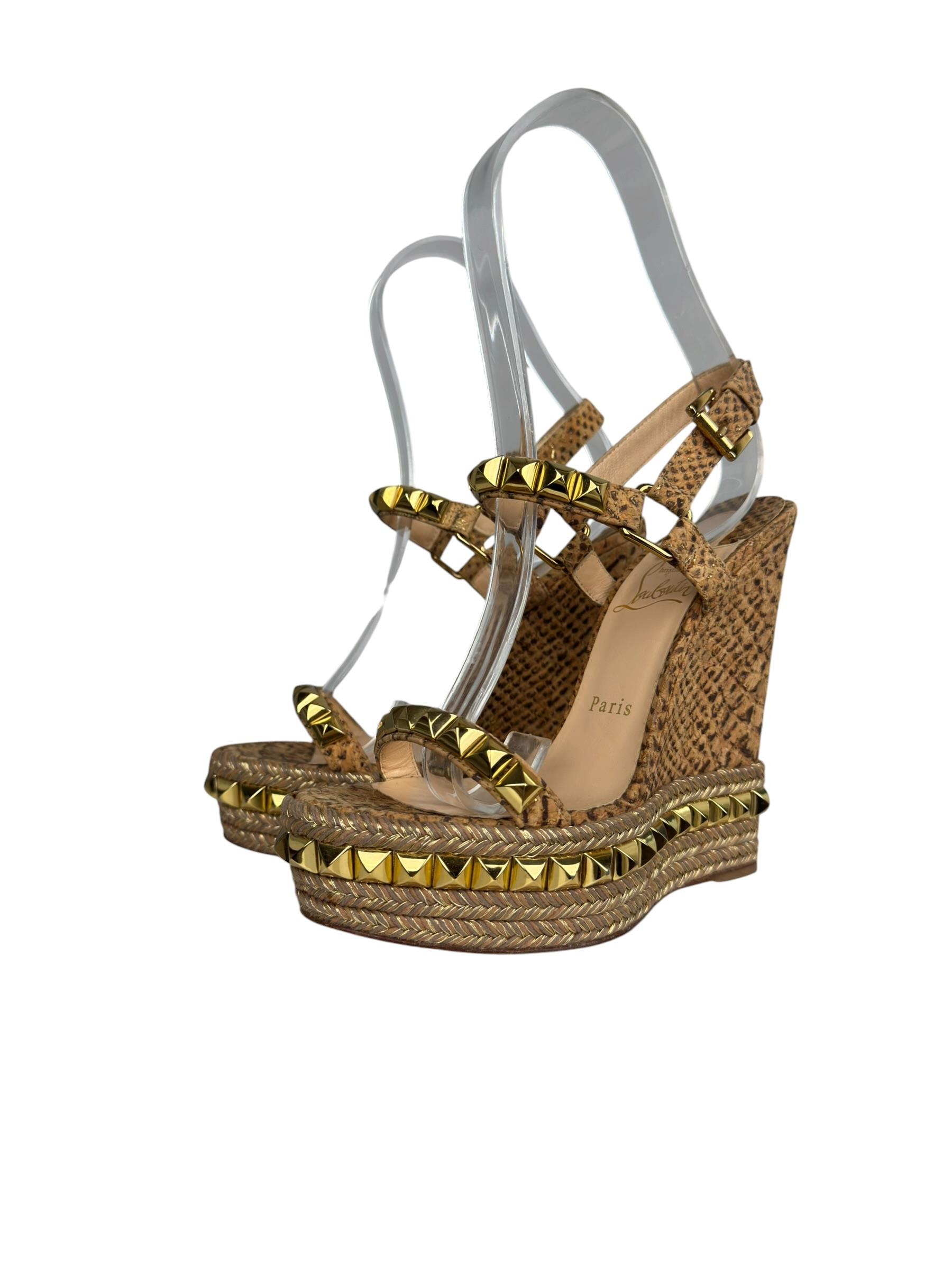 CHRISTIAN LOUBOUTIN BEIGE PYRACLOU SANDALS