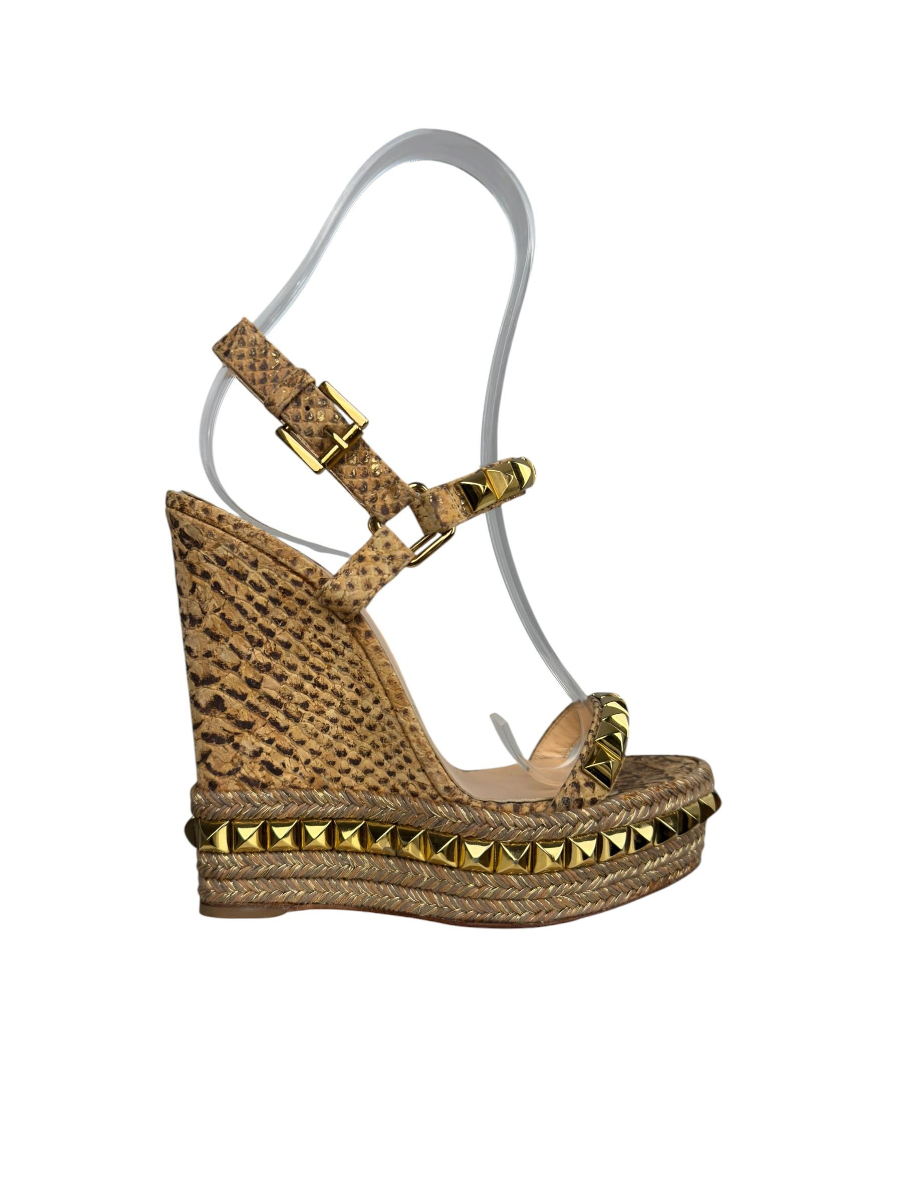 CHRISTIAN LOUBOUTIN BEIGE PYRACLOU SANDALS
