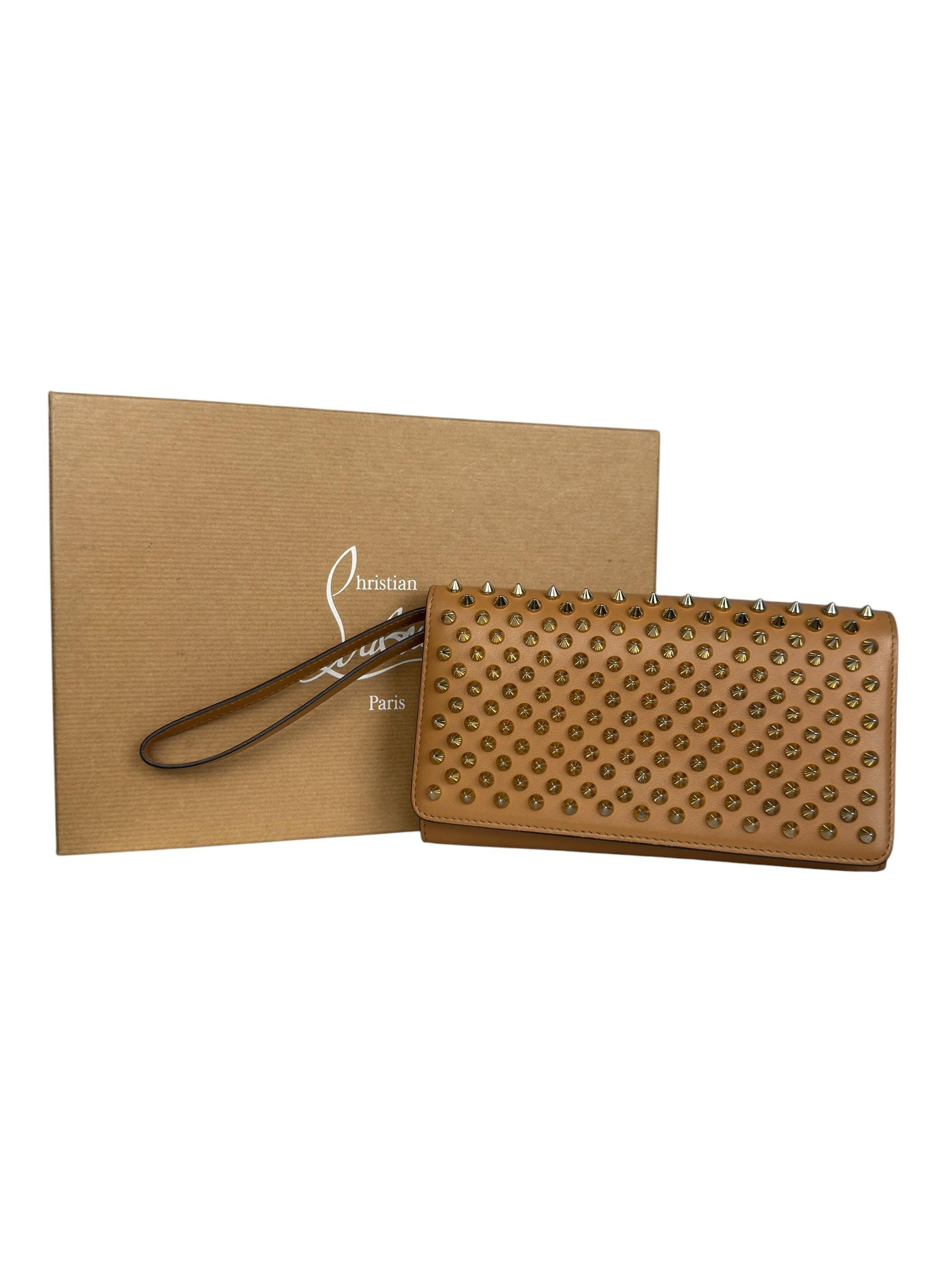 CHRISTIAN LOUBOUTIN BEIGE STUDDED CLUCTH