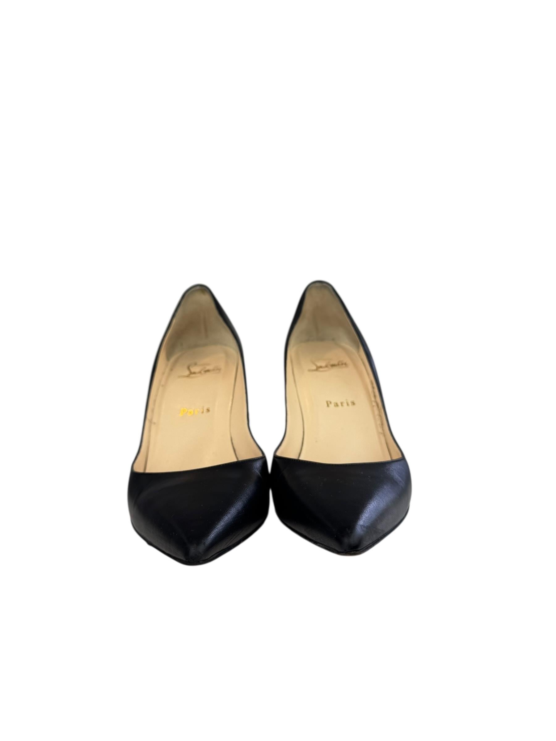 CHRISTIAN LOUBOUTIN BLACK LEATHER PUMPS