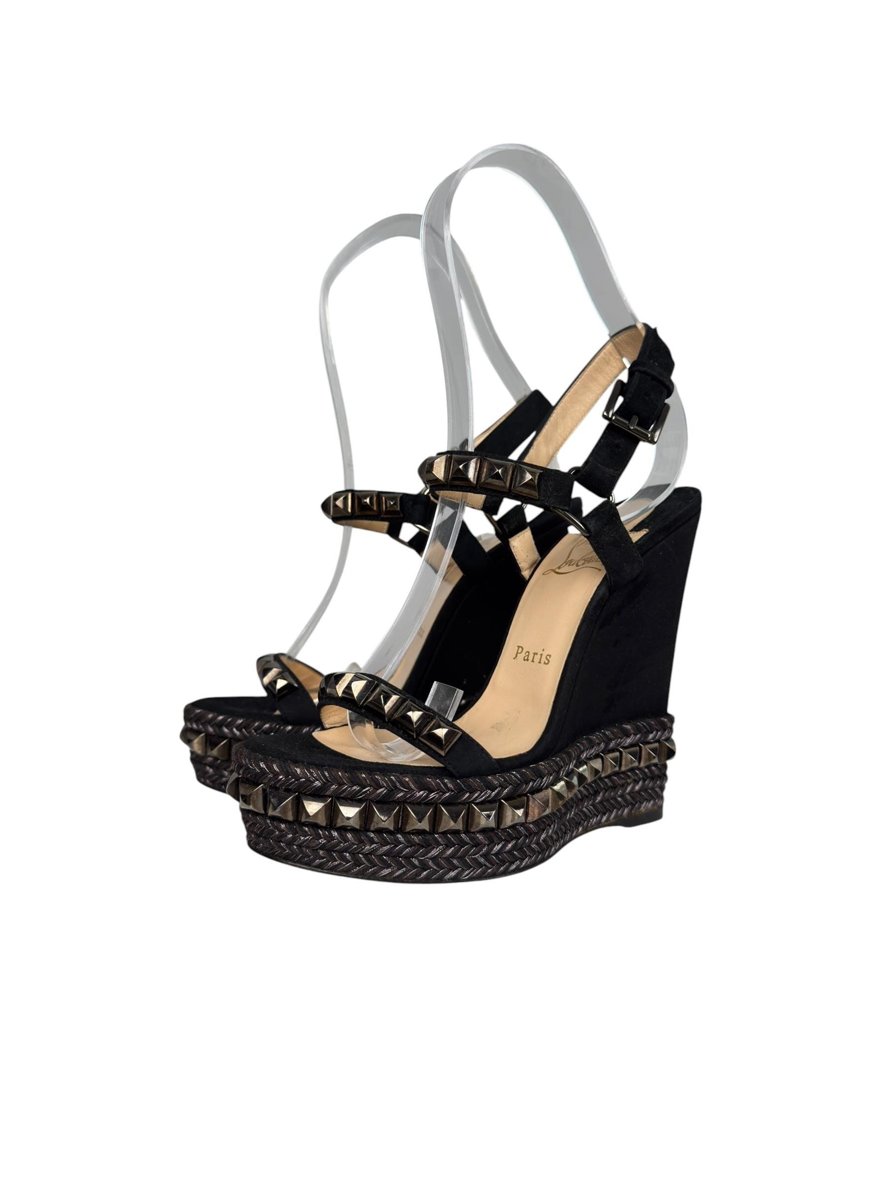 CHRISTIAN LOUBOUTIN BLACK PYRACLOU SANDALS